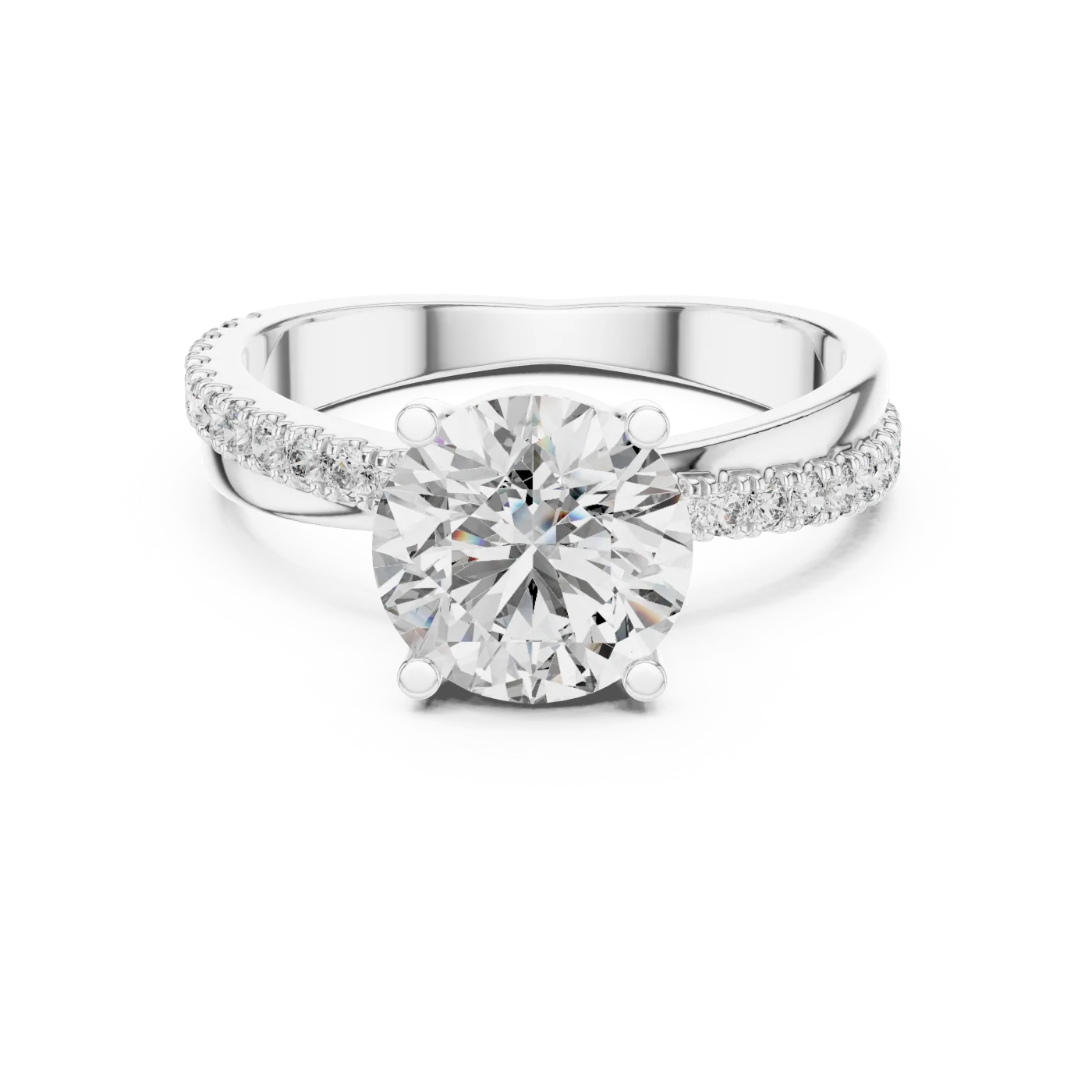 Amalia Round Pave Solitaire