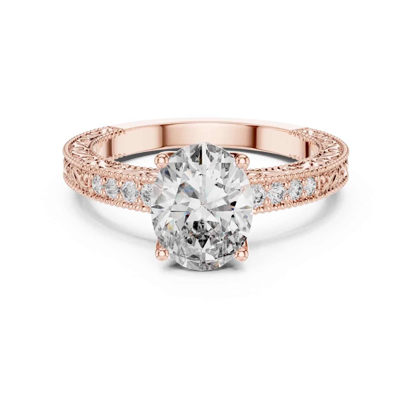 Arlette Oval Pave Solitaire