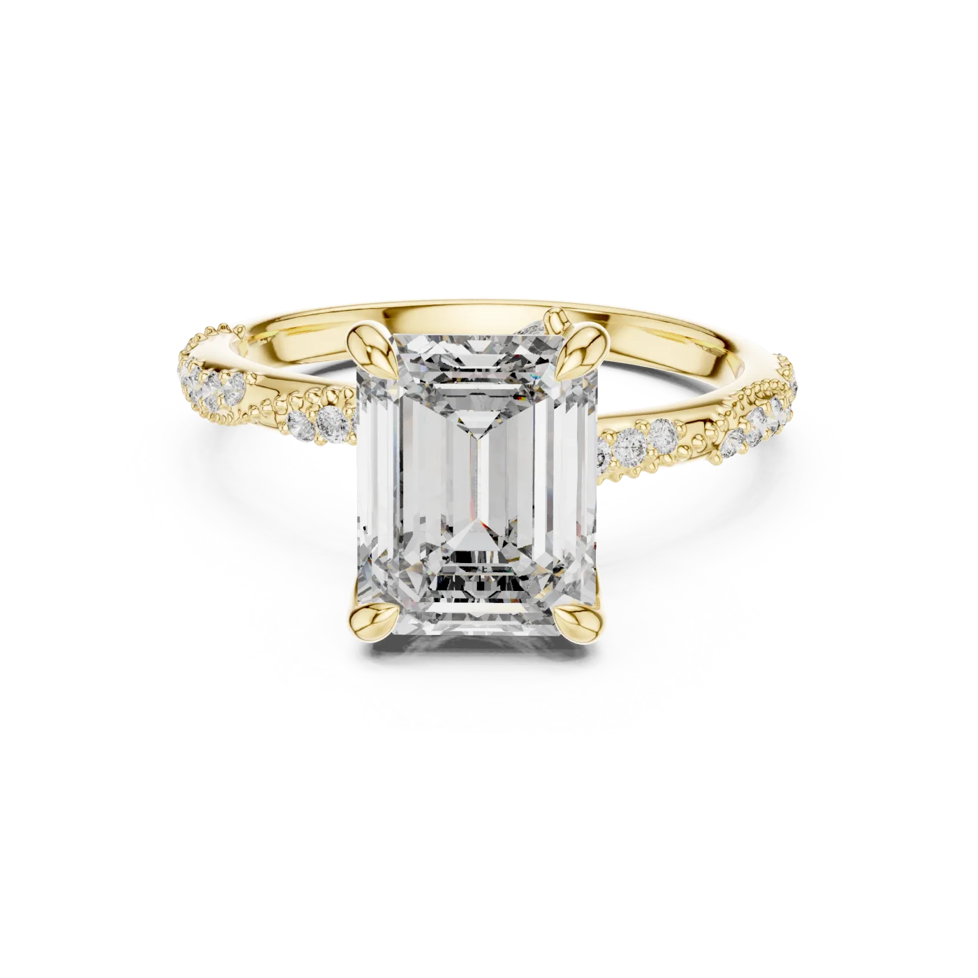 Astrid Emerald Pave Solitaire
