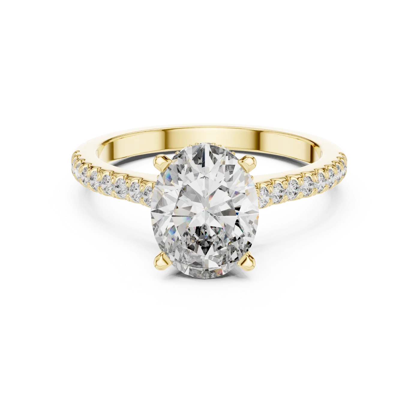 Atalanta Oval Pave Solitaire