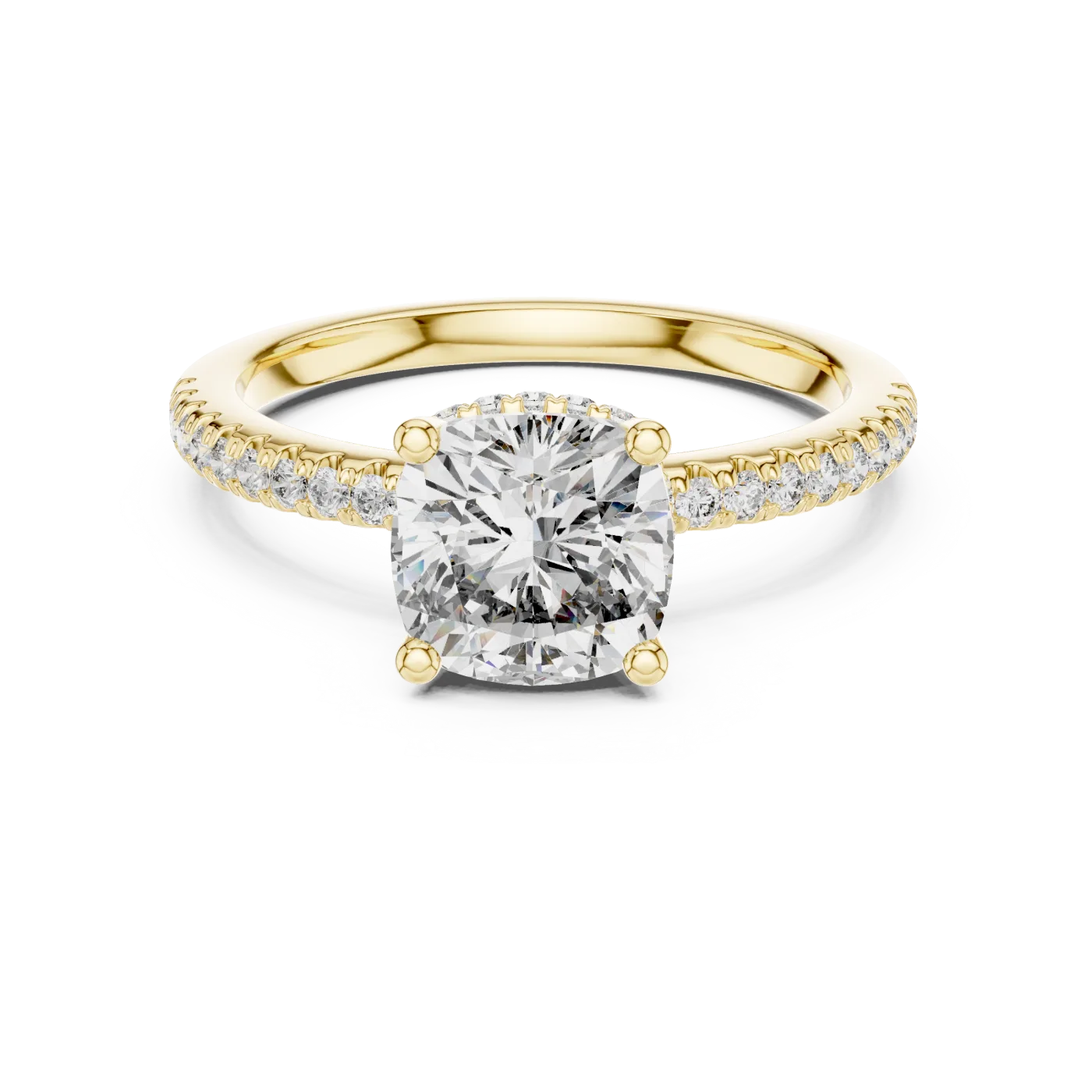 Azalea Cushion Pave Solitaire