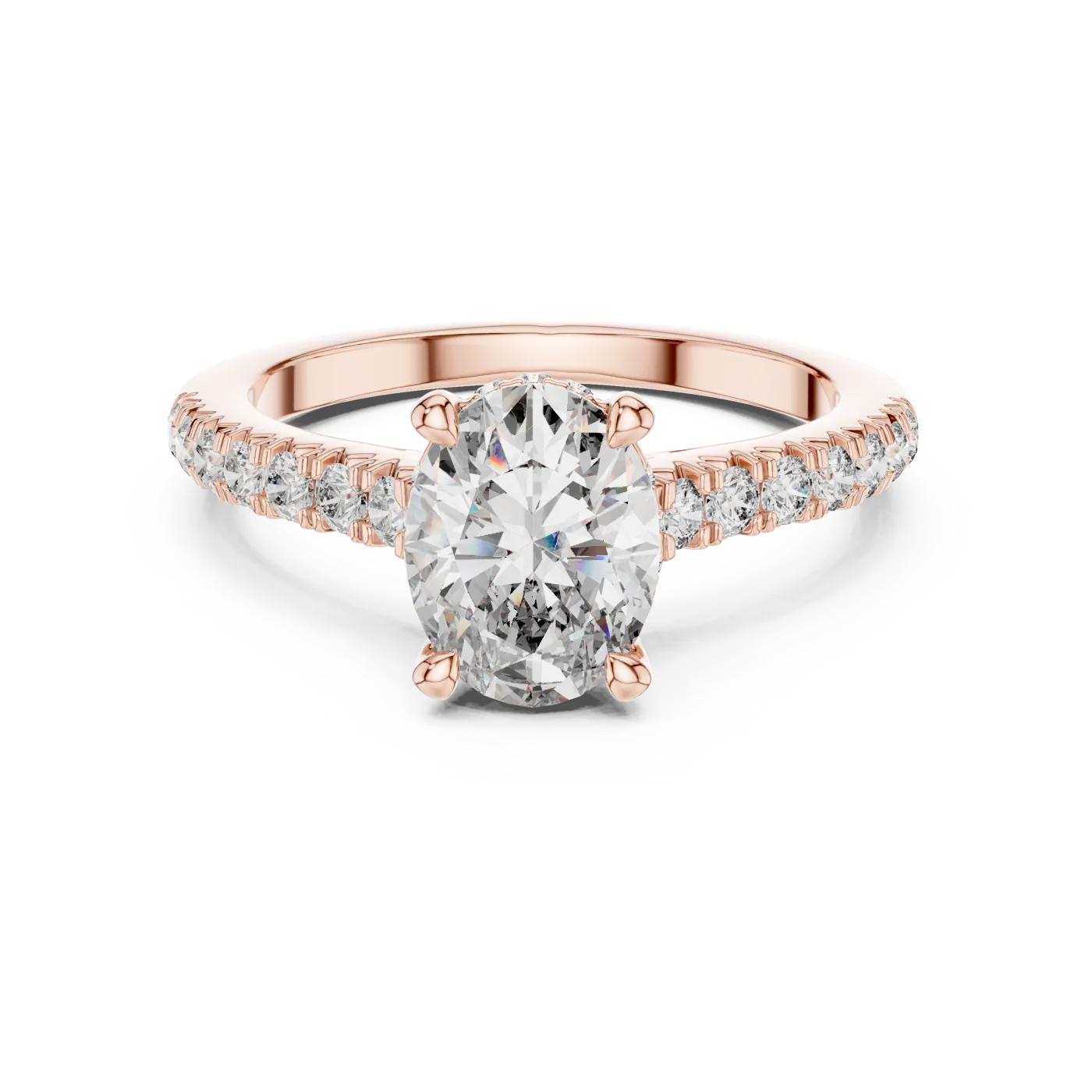 Bernadette Oval Pave Solitaire