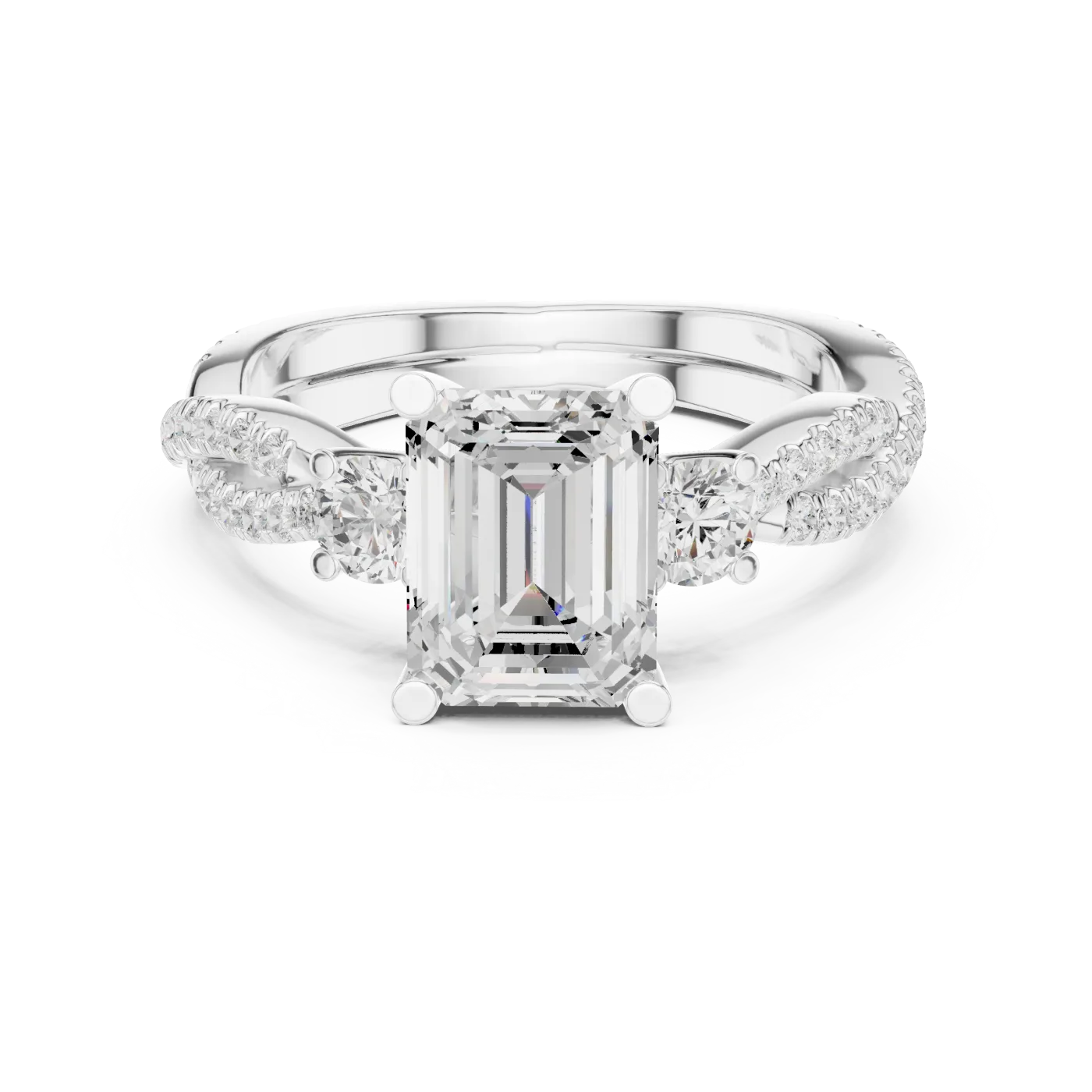 Cassiopeia Emerald Pave Solitaire