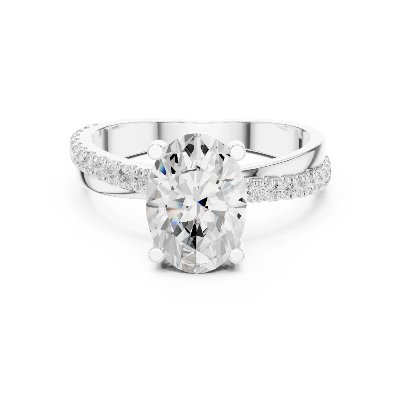 Cerelia Oval Pave Solitaire