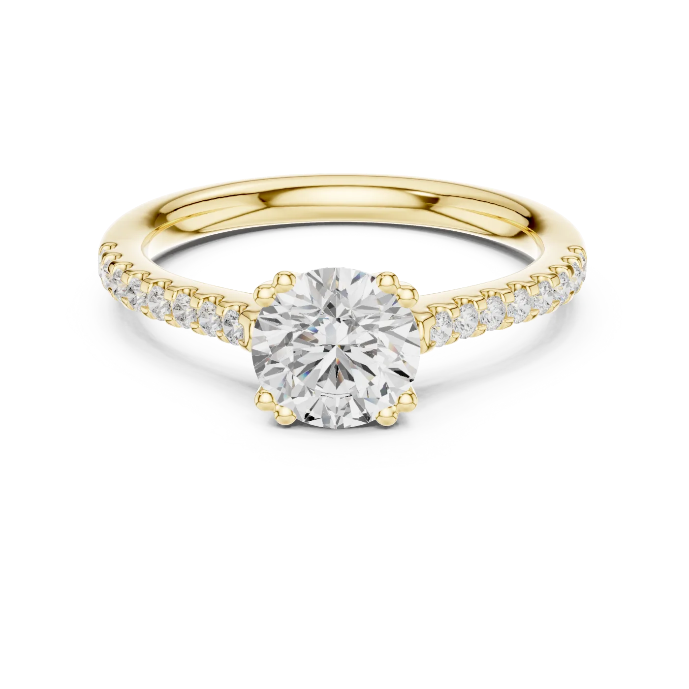 Delphine Round Pave Solitaire