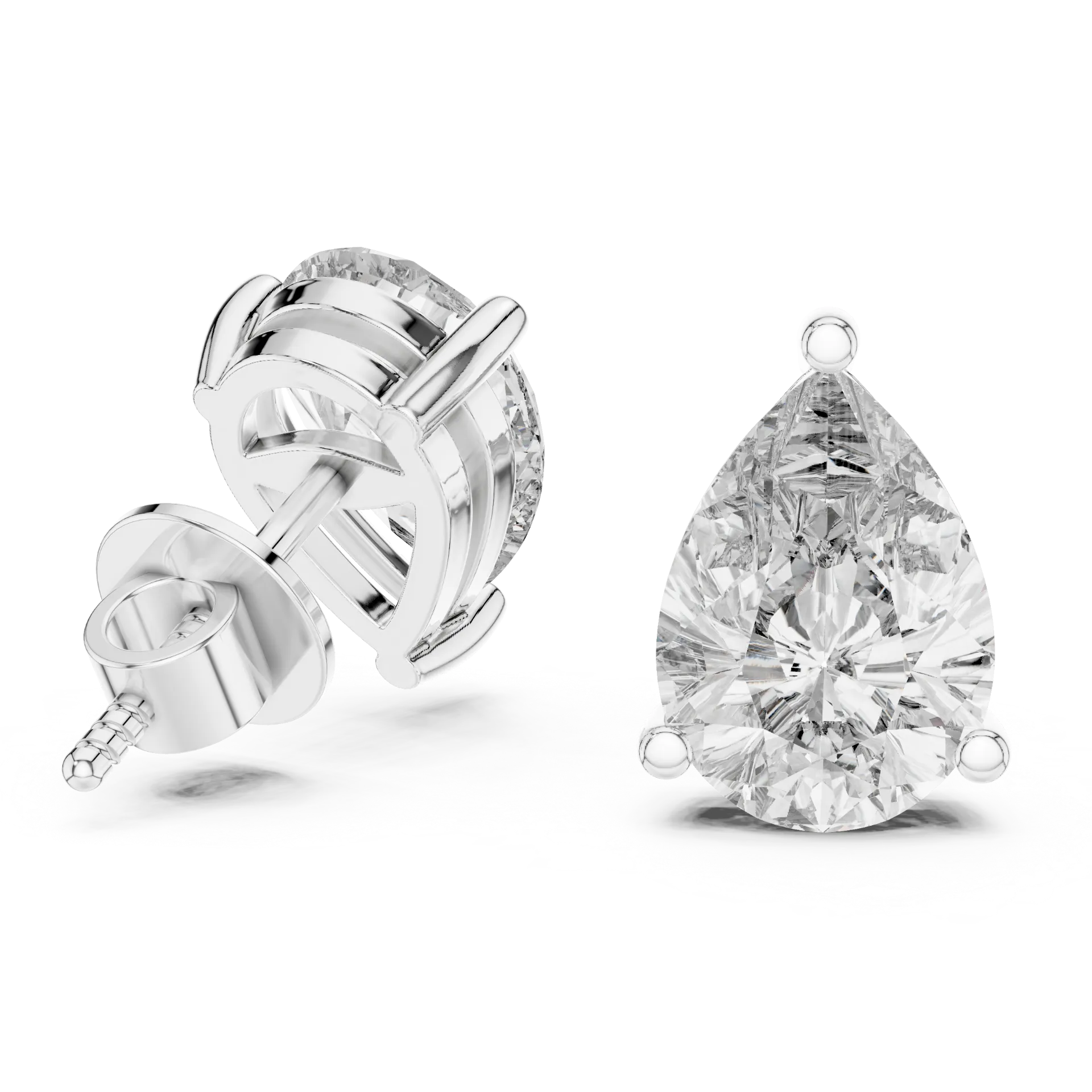 Graceful Pear Solitaire Stud Earrings