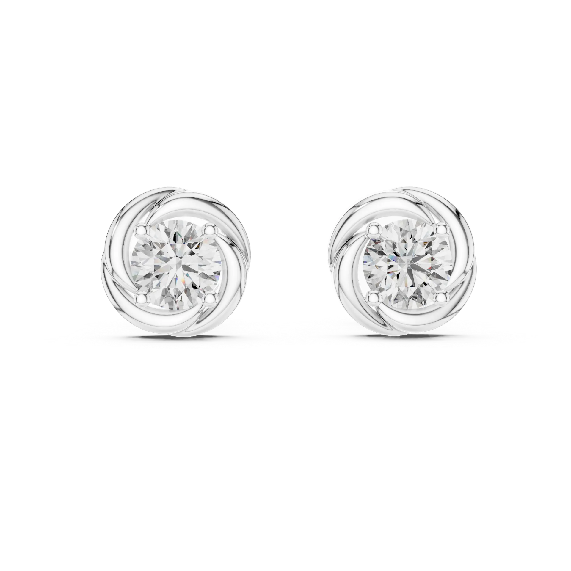 Spiral Swirl Solitaire Stud Earrings