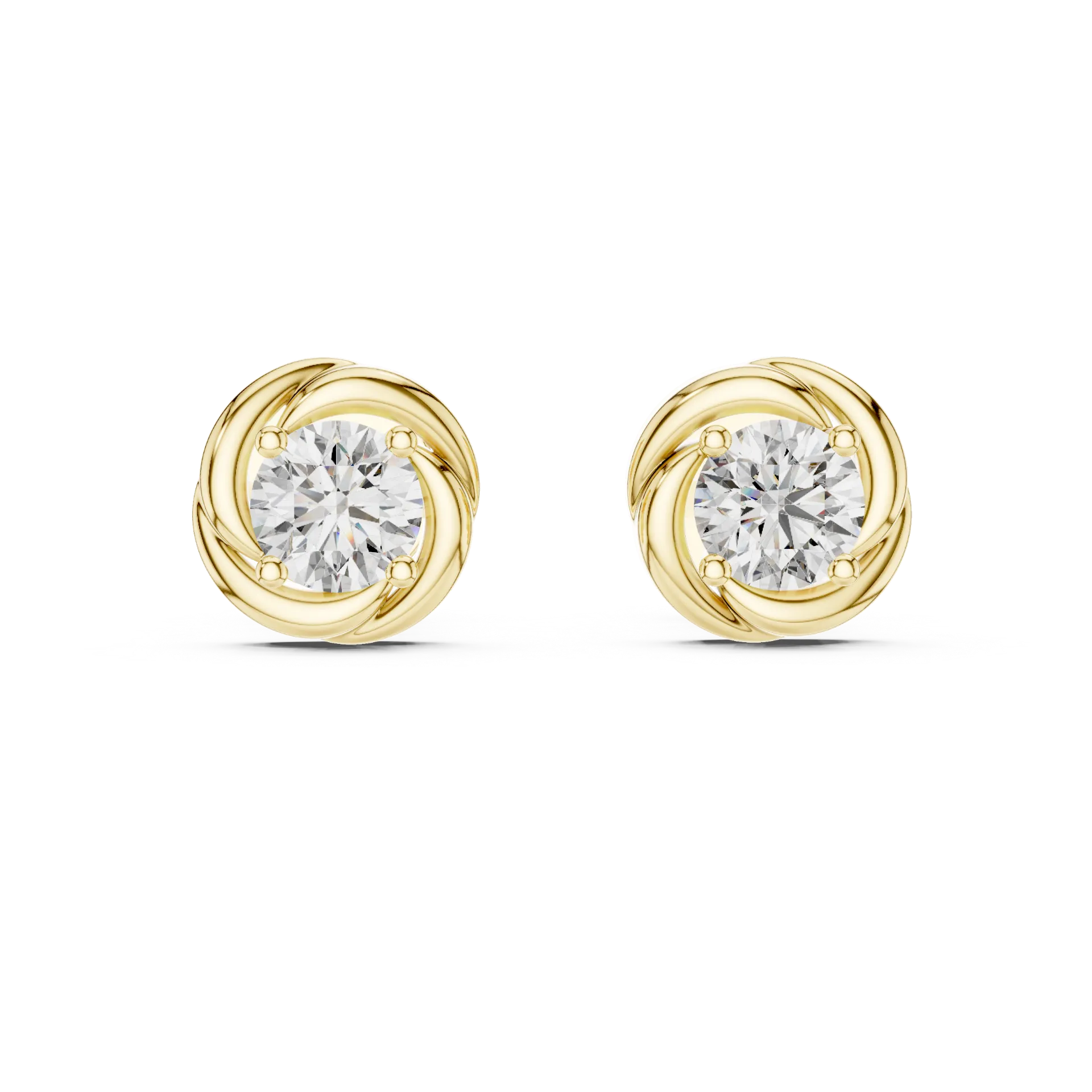 Spiral Swirl Solitaire Stud Earrings