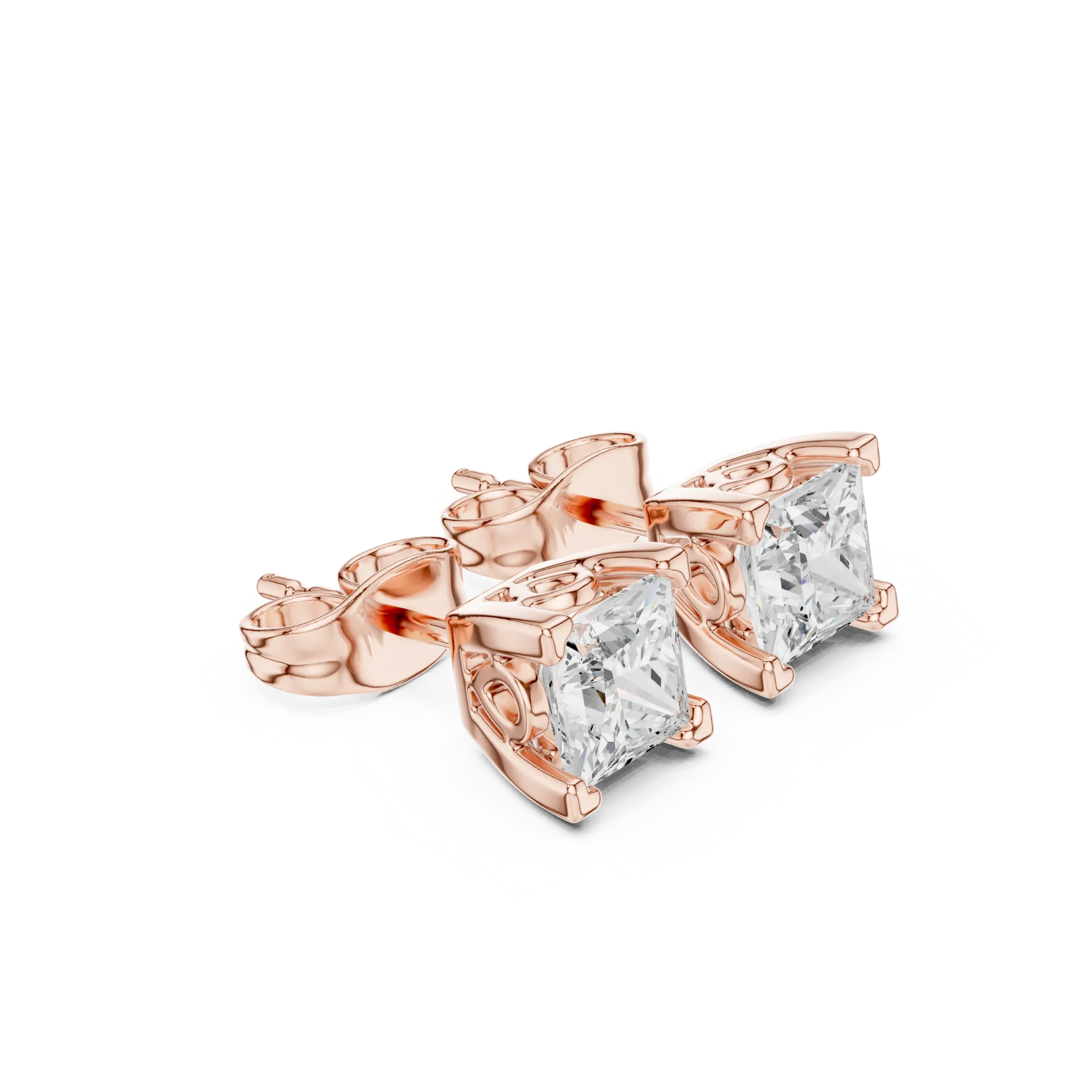 Modern Bar Solitaire Stud Earrings