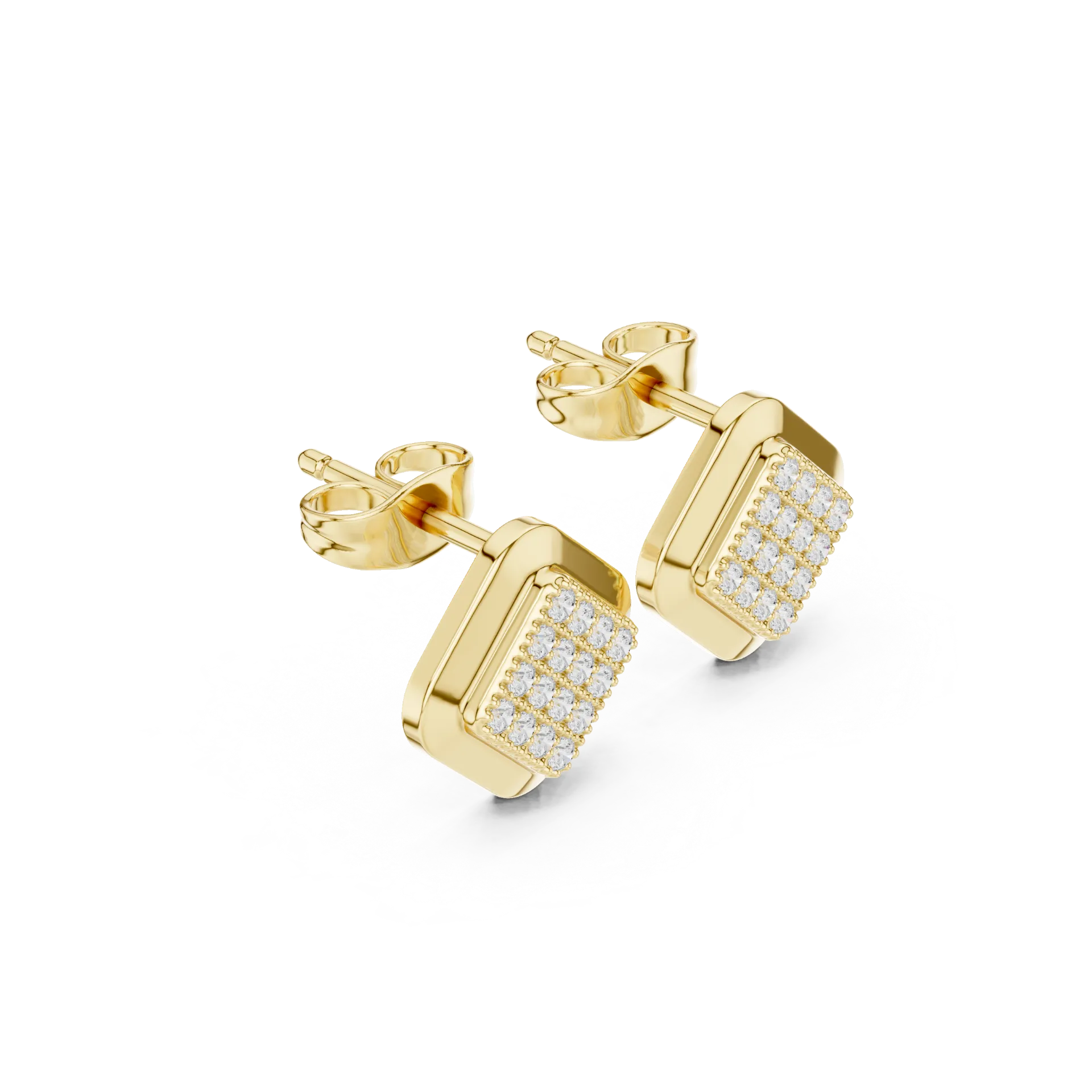 Glittering Round Solitaire Stud Earrings