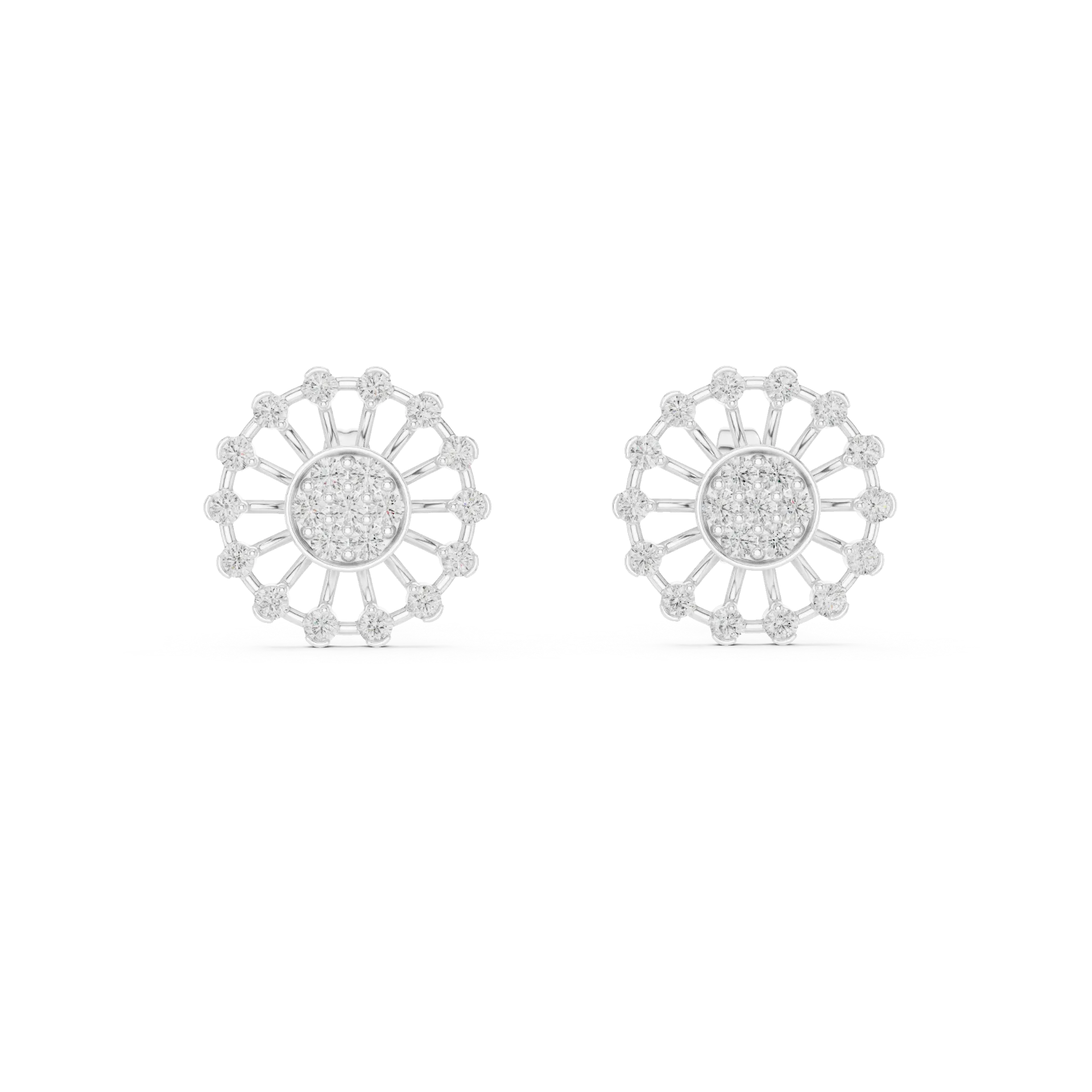 Luminous Round Floral Stud Earrings