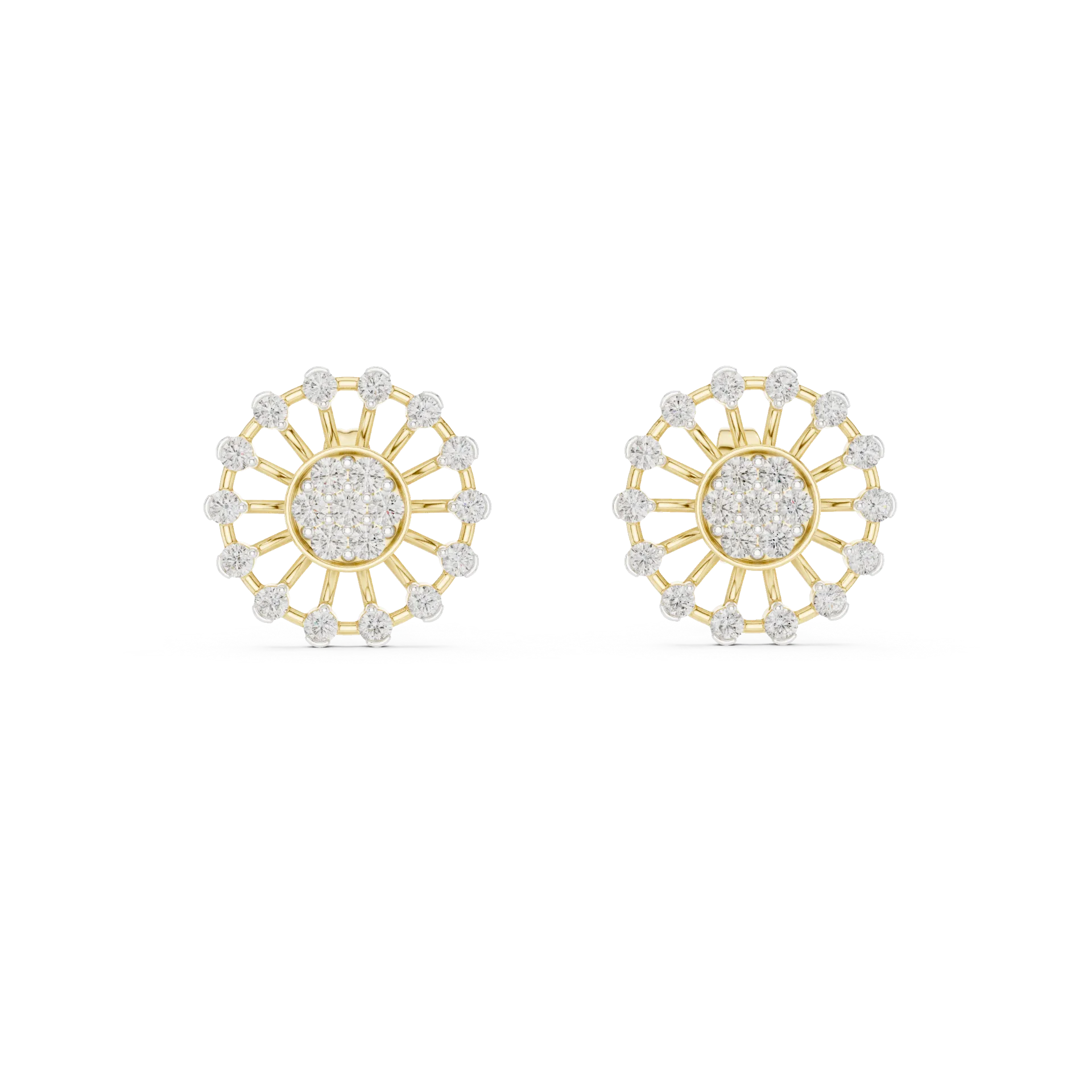 Luminous Round Floral Stud Earrings