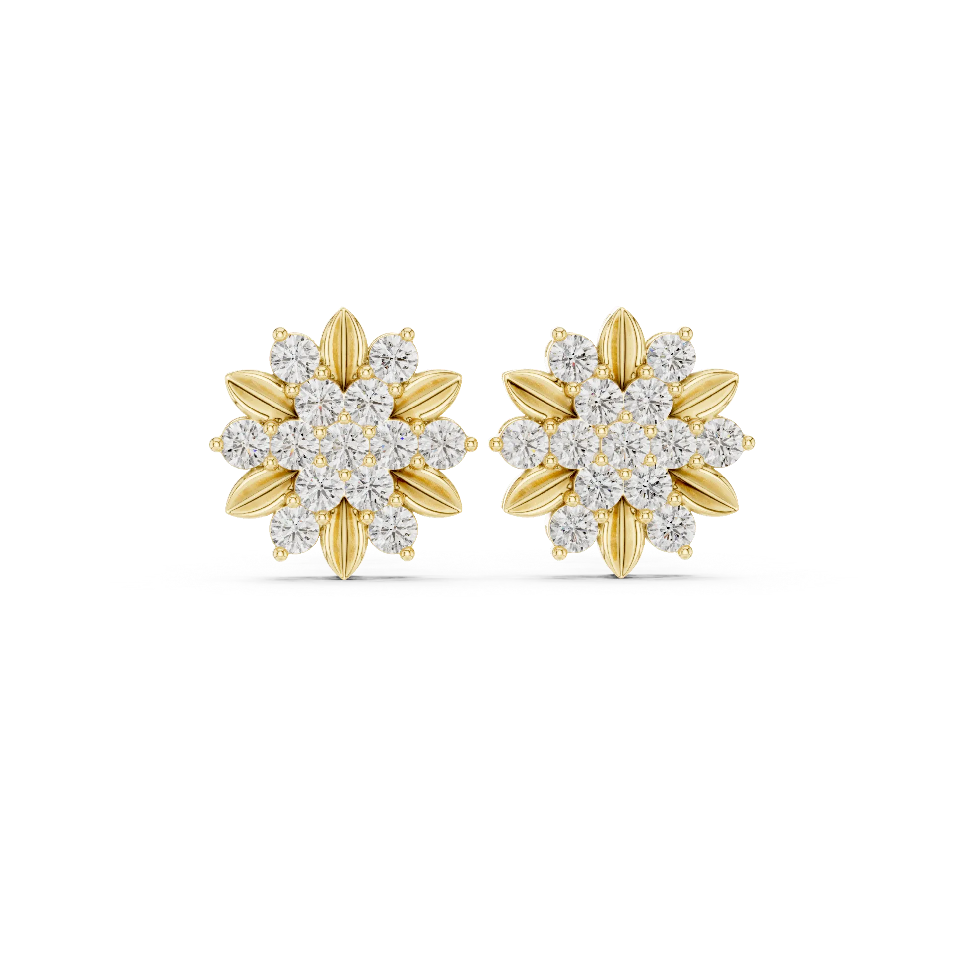Radiant Round Floral Stud Earrings