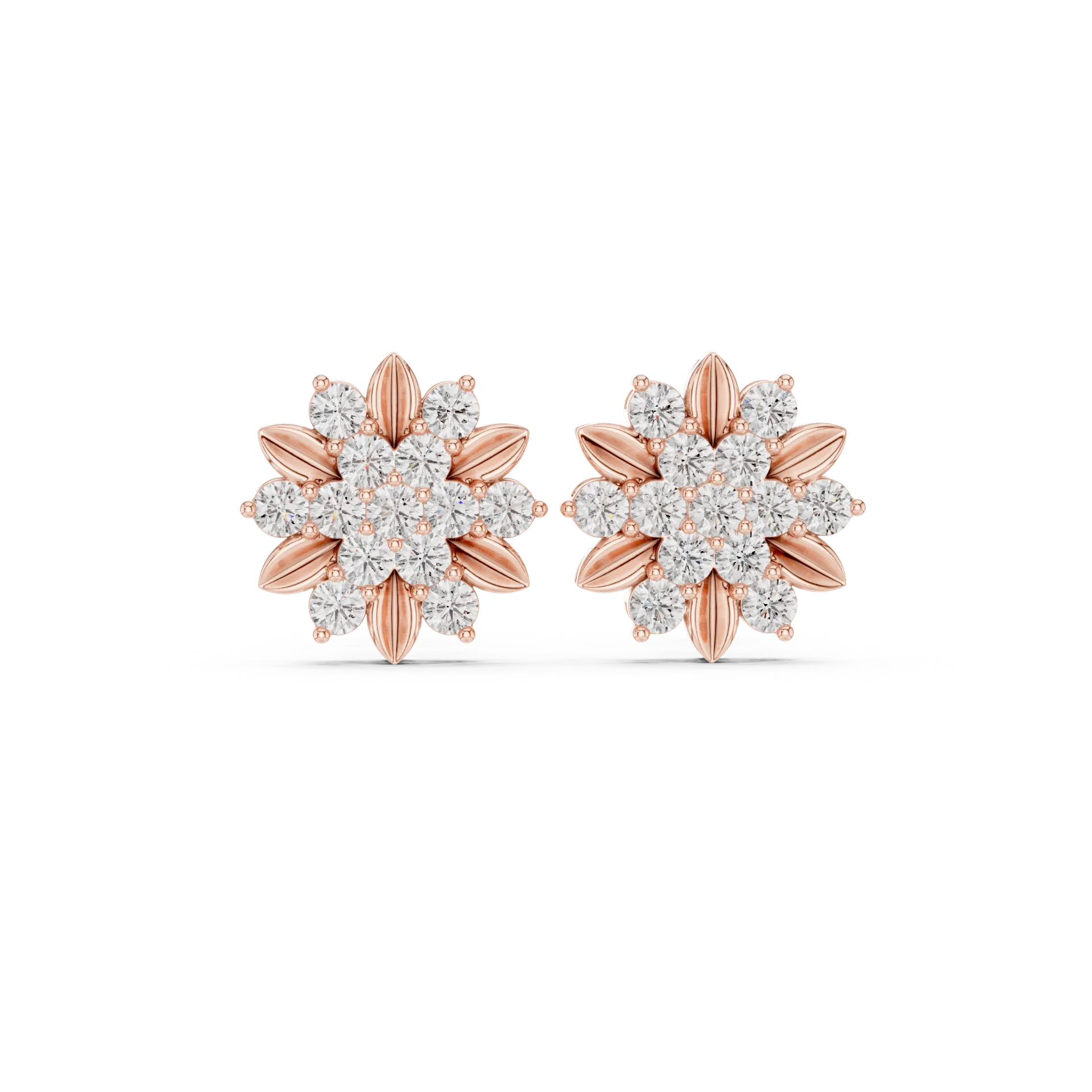 Radiant Round Floral Stud Earrings