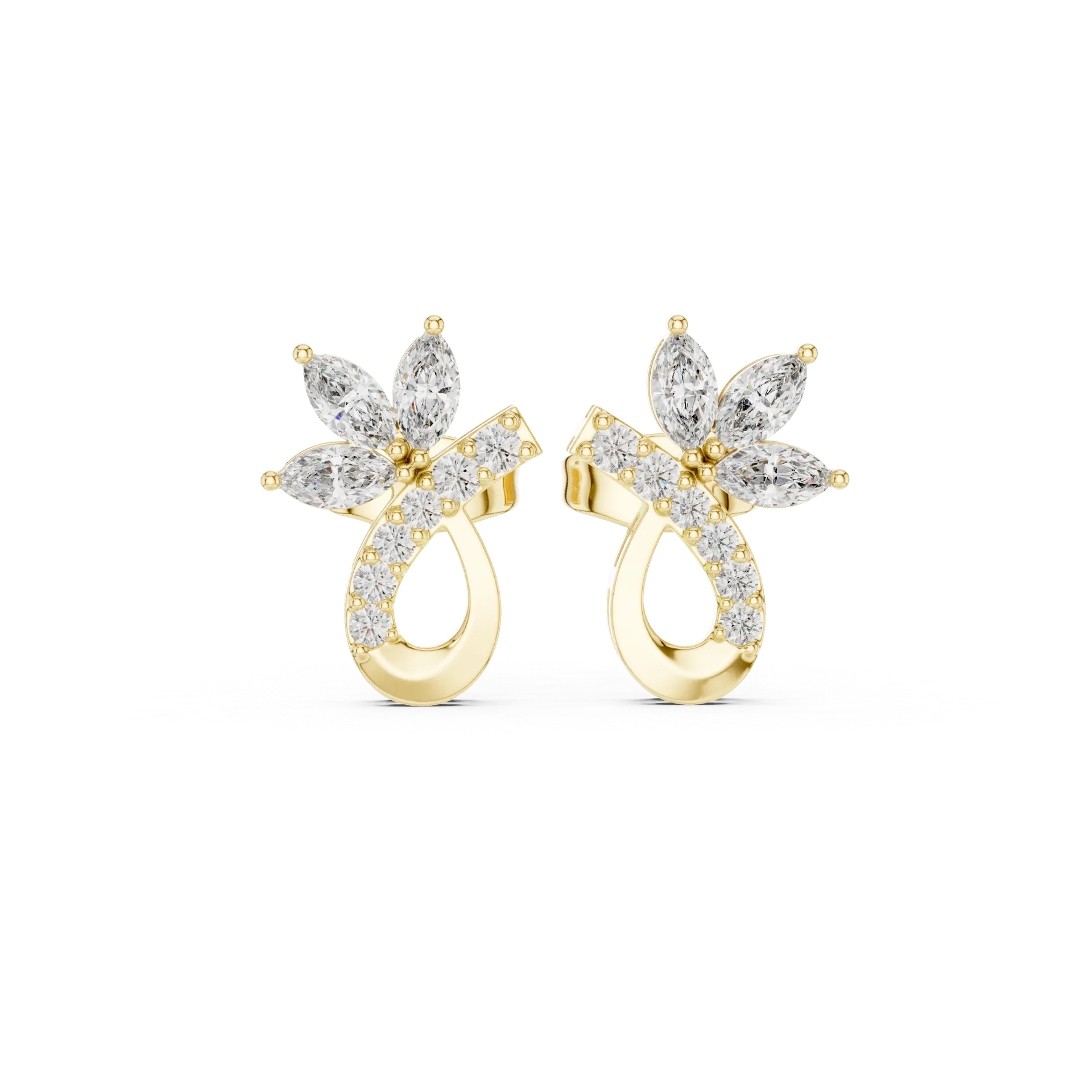 Elegance Round Floral Stud Earrings