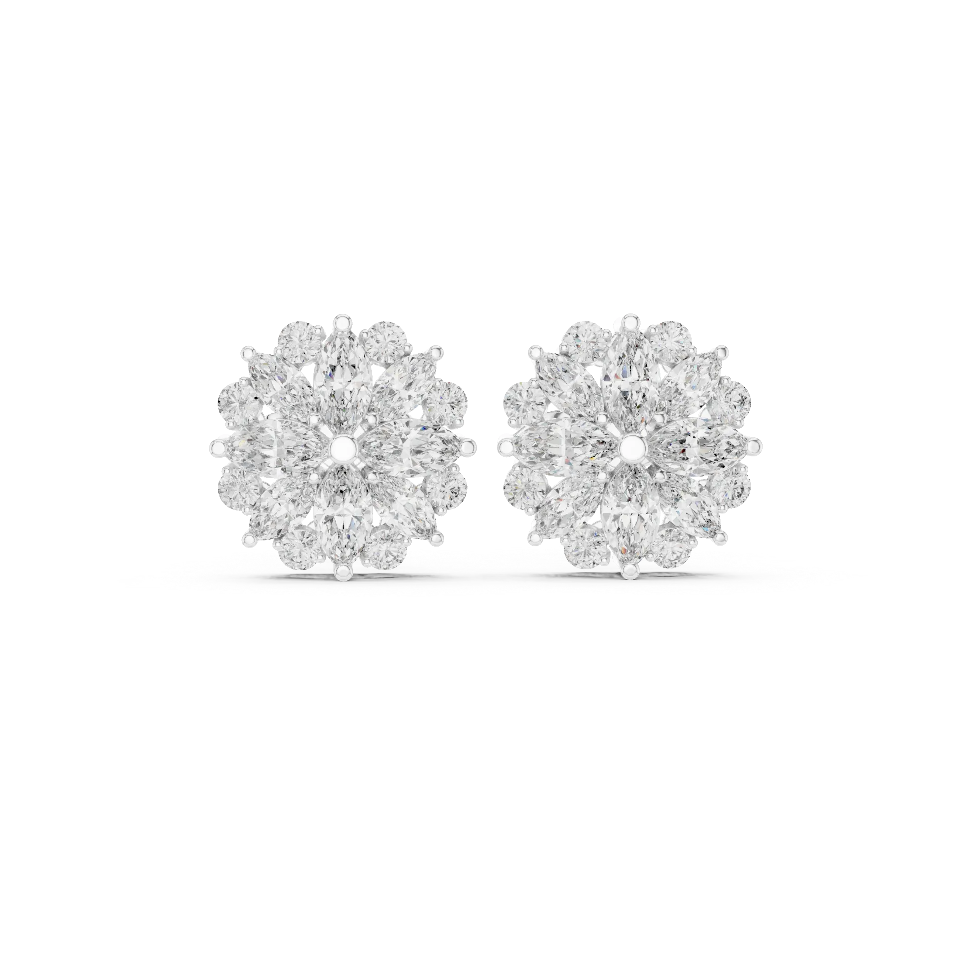 Luxe Round Floral Stud Earrings