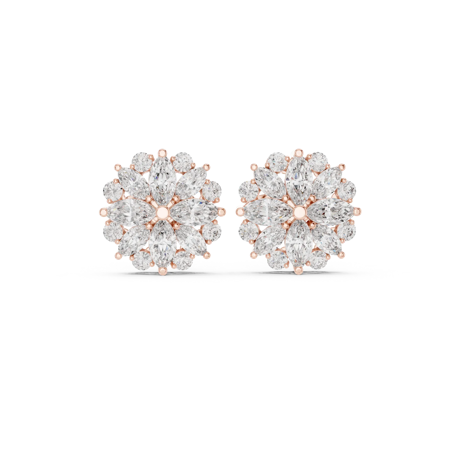 Luxe Round Floral Stud Earrings