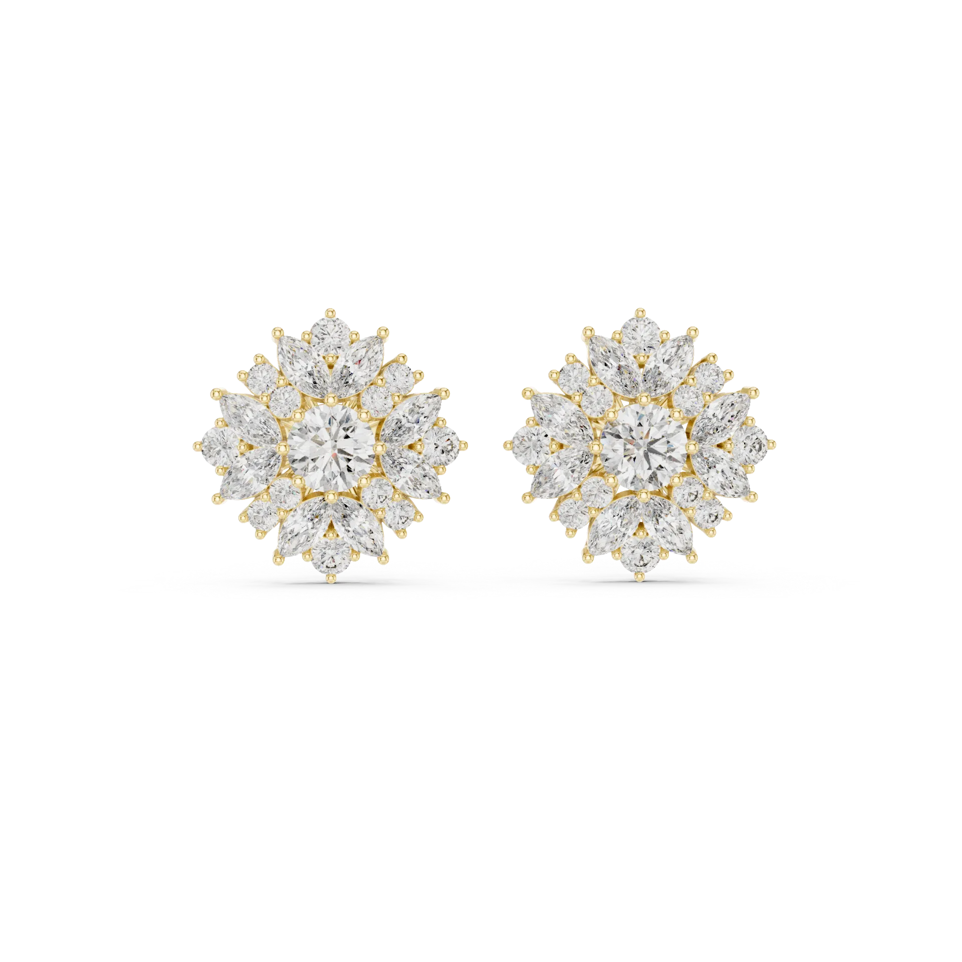 Graceful Round Floral Stud Earrings