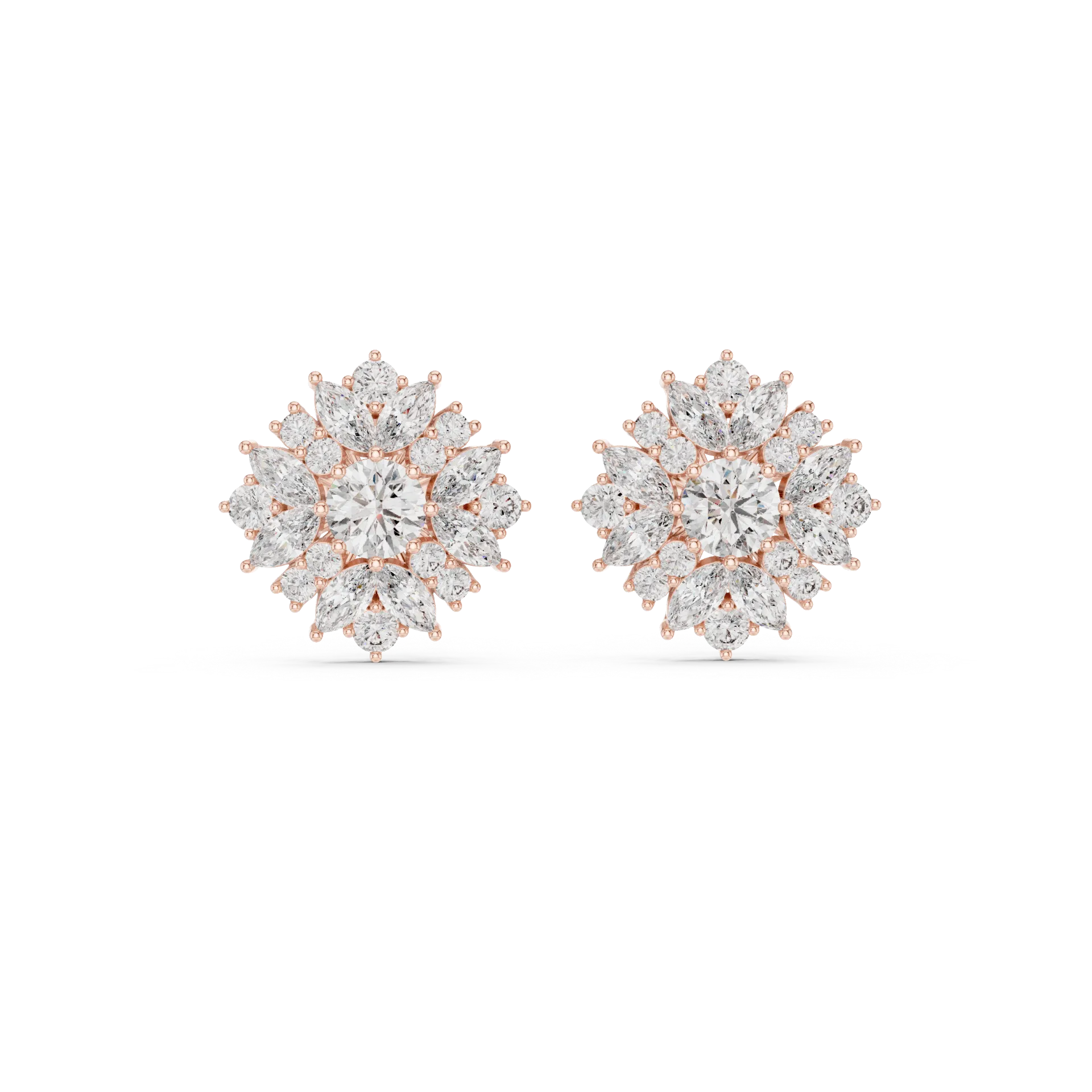 Graceful Round Floral Stud Earrings
