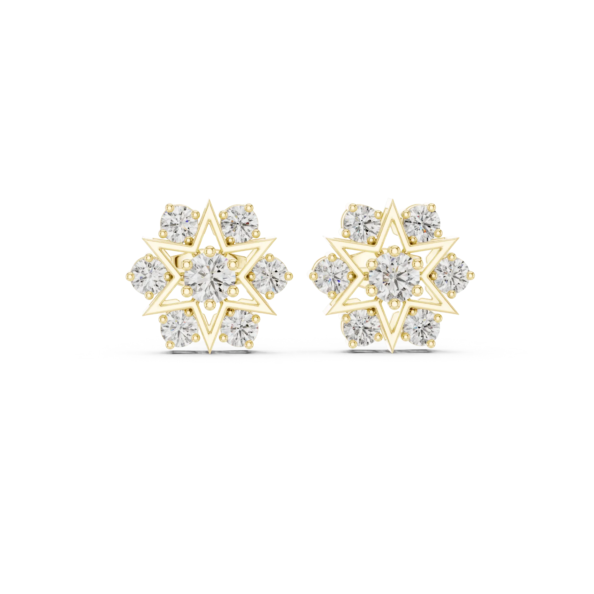 Celestial Round Floral Stud Earrings