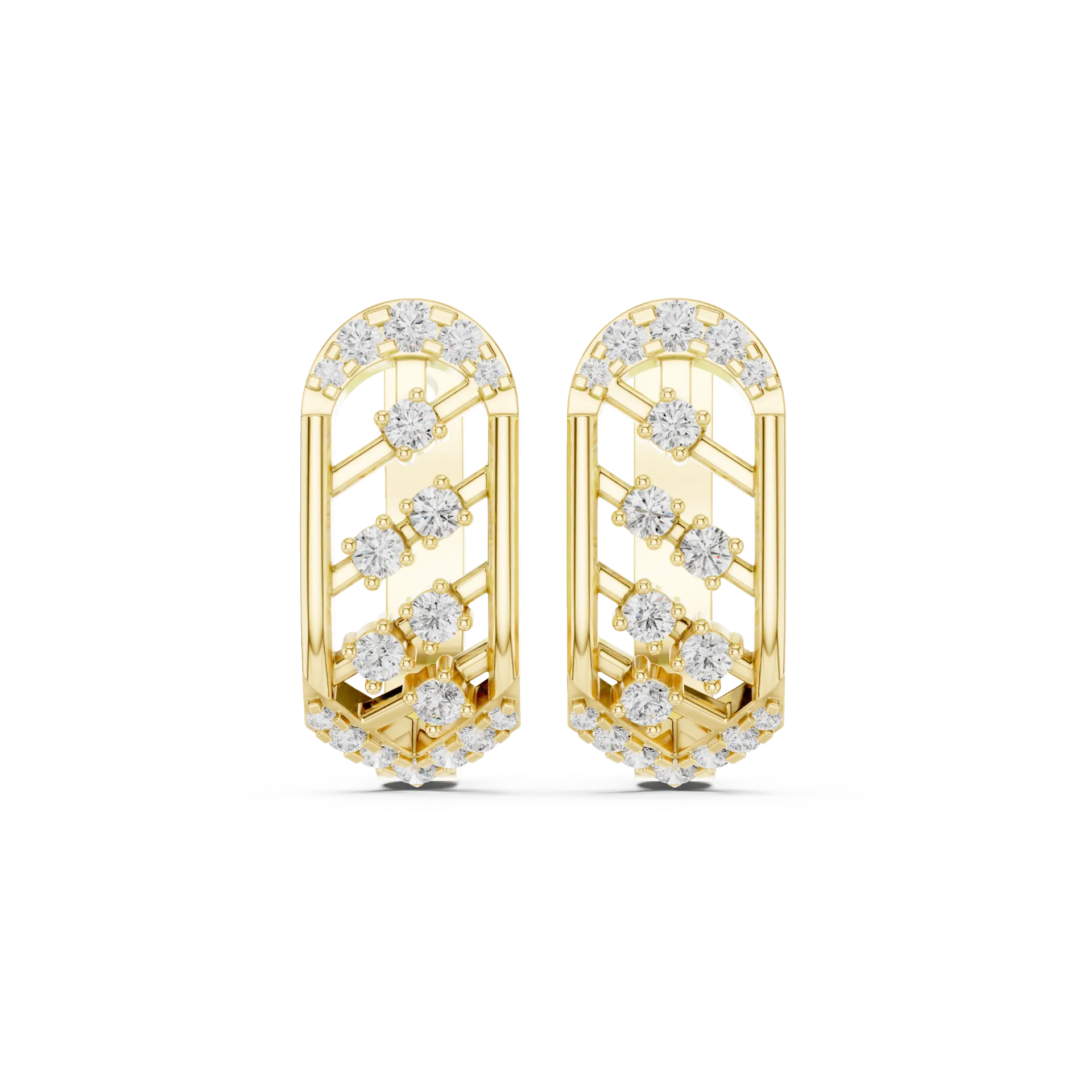Cluster Diamond Huggie Hoop Earrings