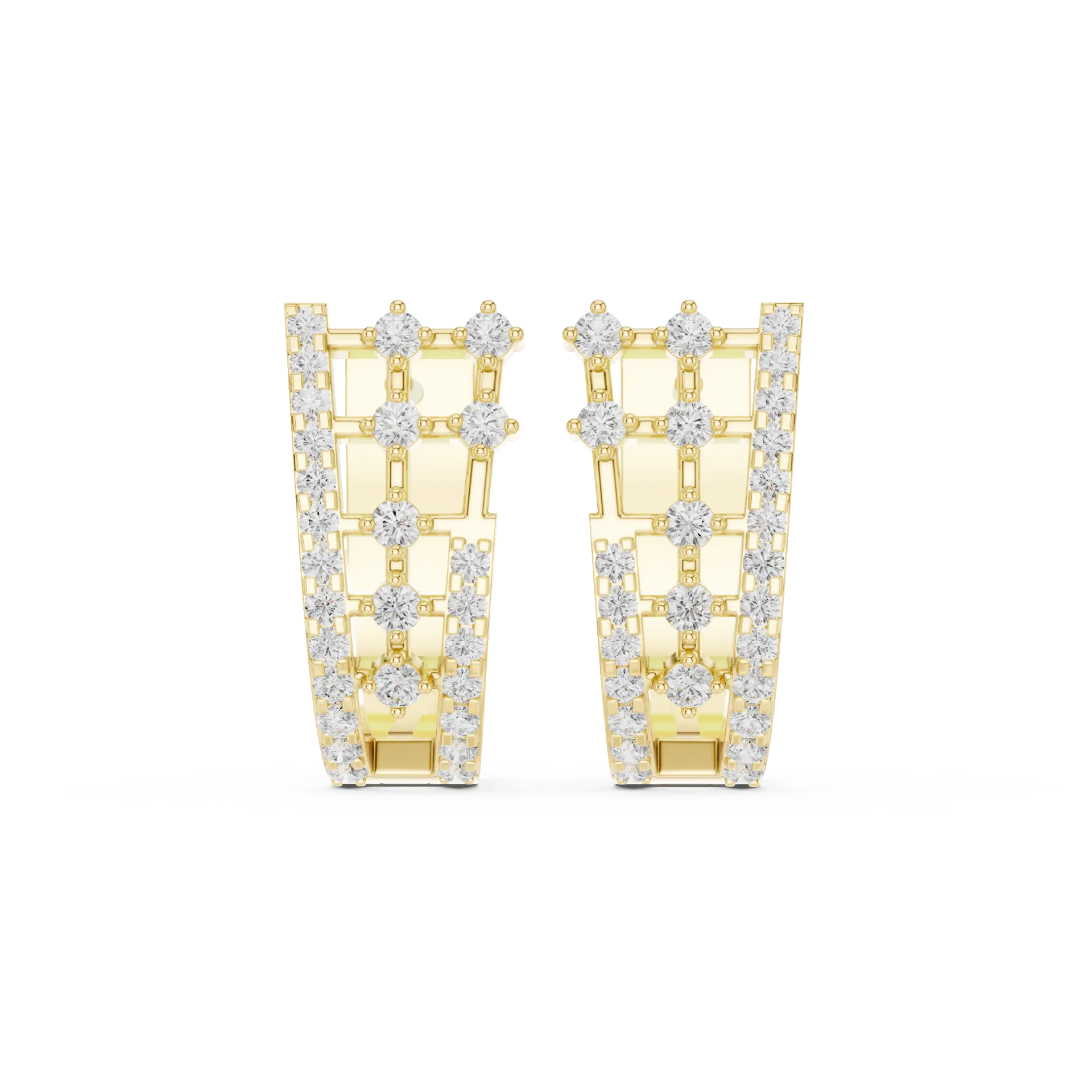 Multi Row Diamond Huggie Earrings