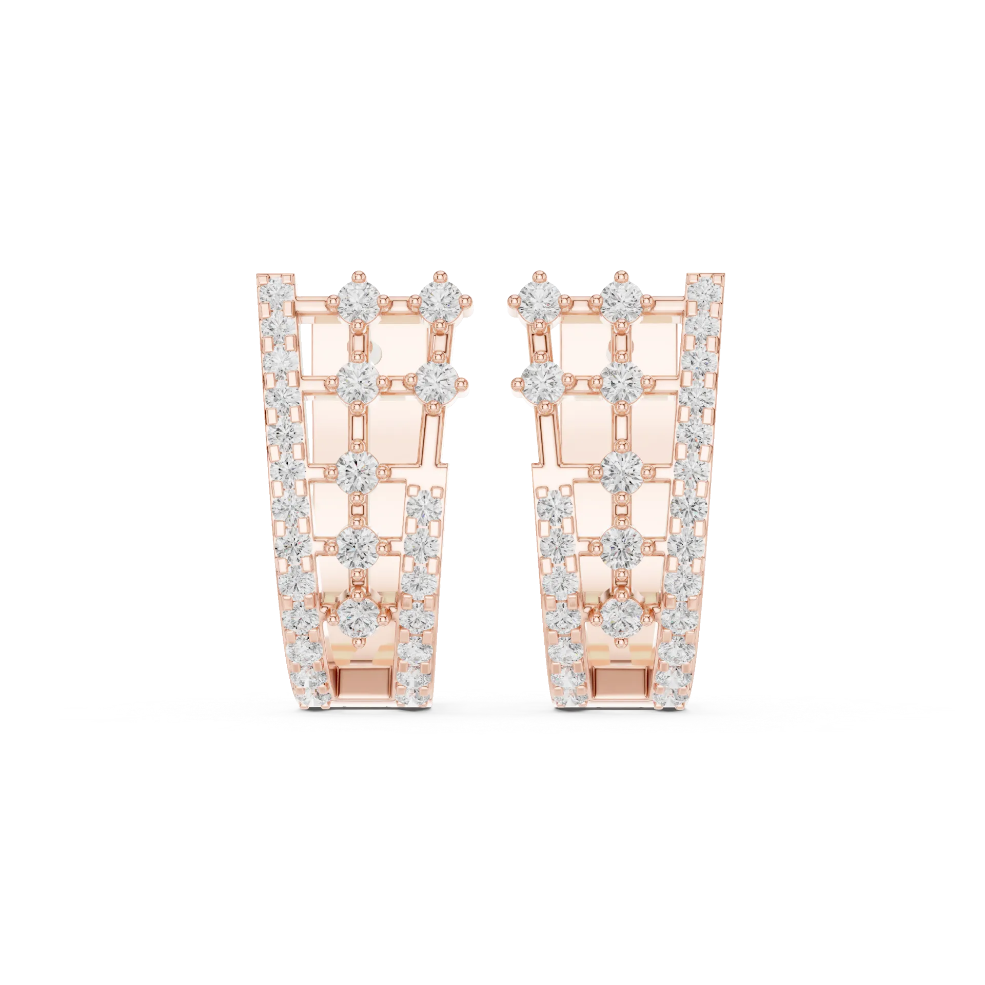 Multi Row Diamond Huggie Earrings