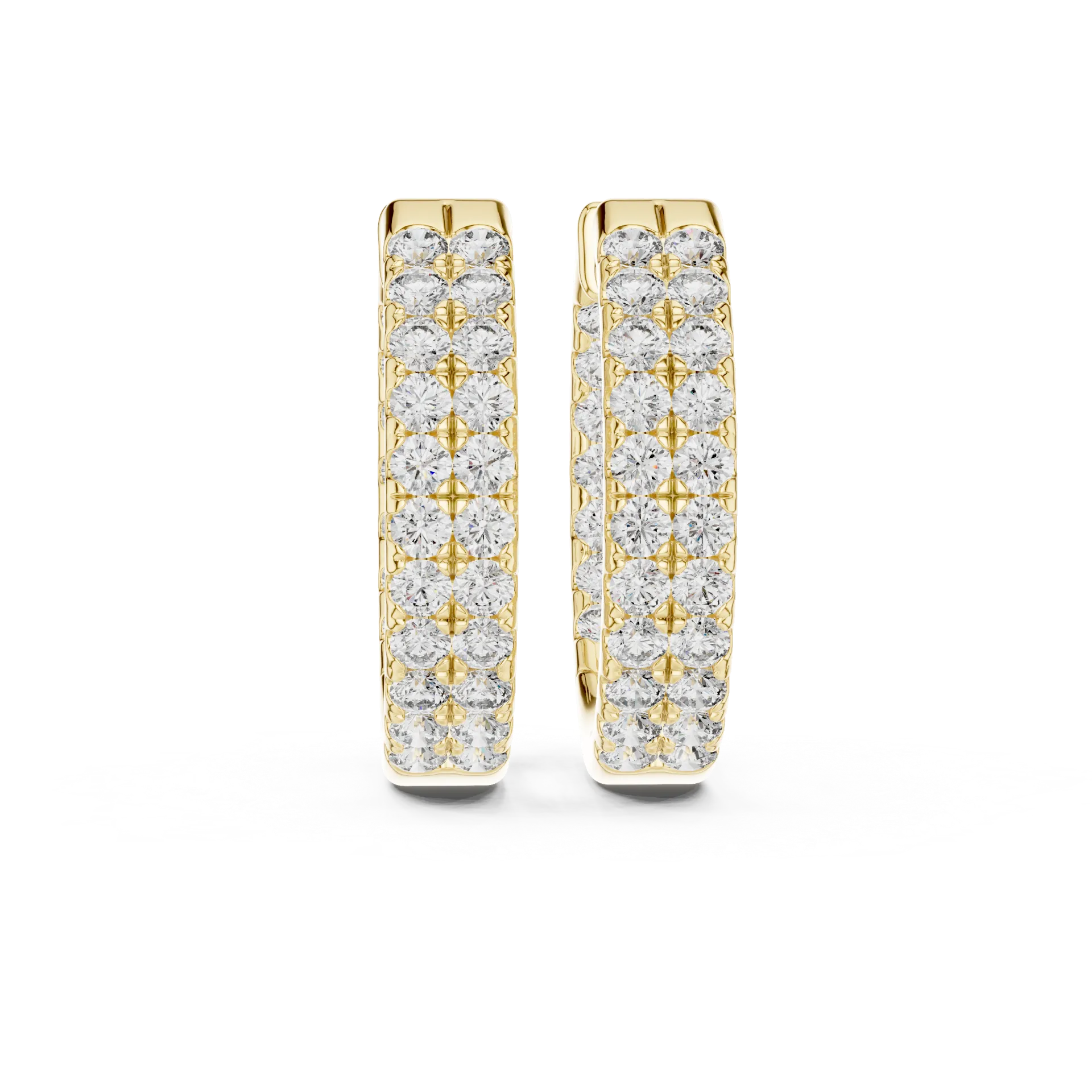 Double Row Diamond Huggie Hoop Earrings