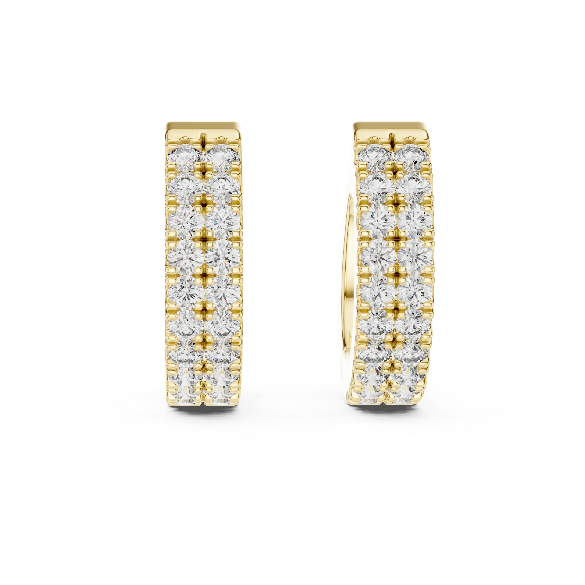 Twin Row Diamond Huggie Hoop Earrings
