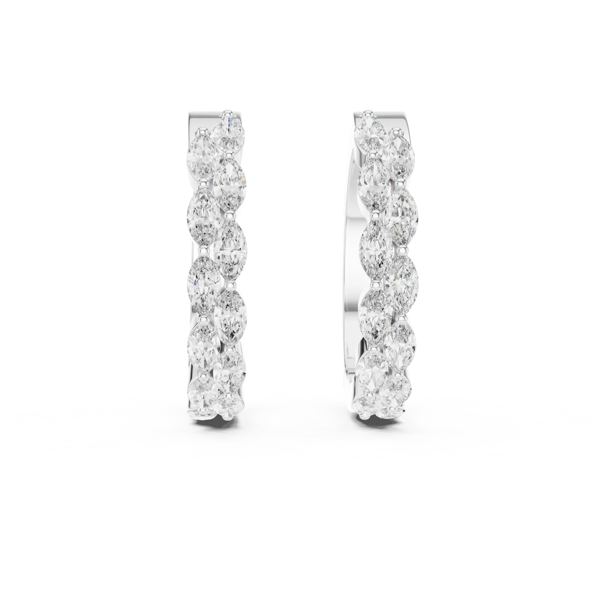 Marquise Diamond Huggie Hoop Earrings