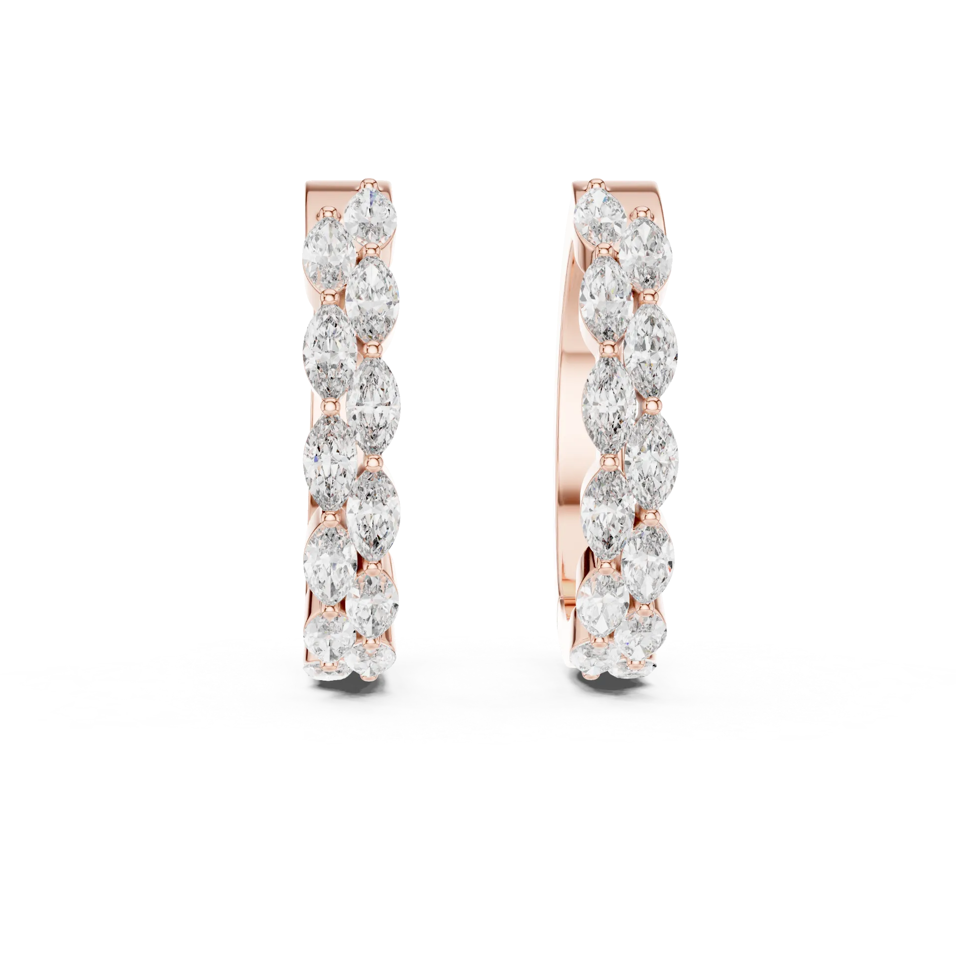 Marquise Diamond Huggie Hoop Earrings