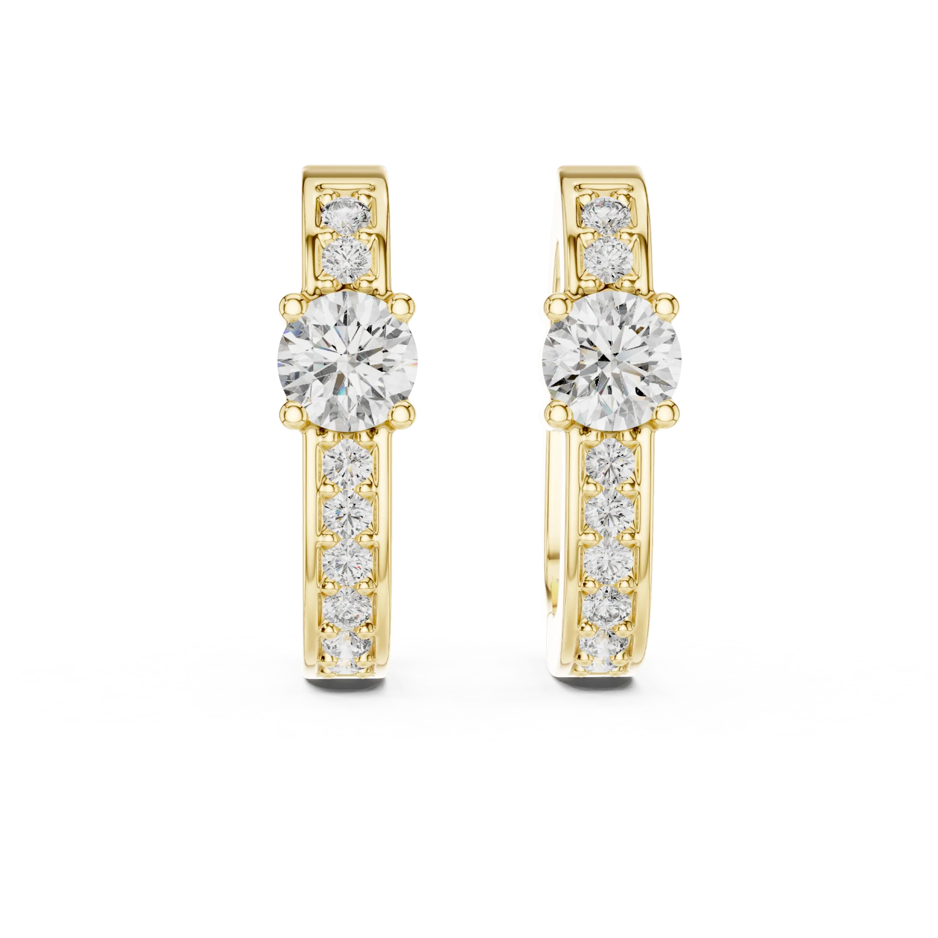 Solitaire Accent Diamond Huggie Earrings