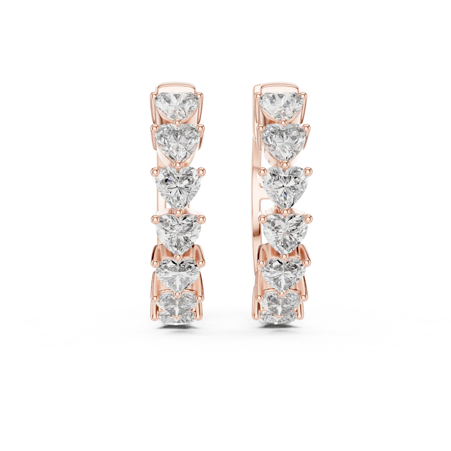 Heart Diamond Huggie Hoop Earrings