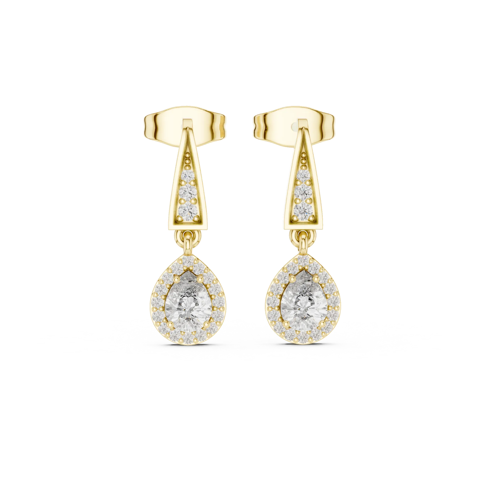 Pear Halo Diamond Drop Earrings