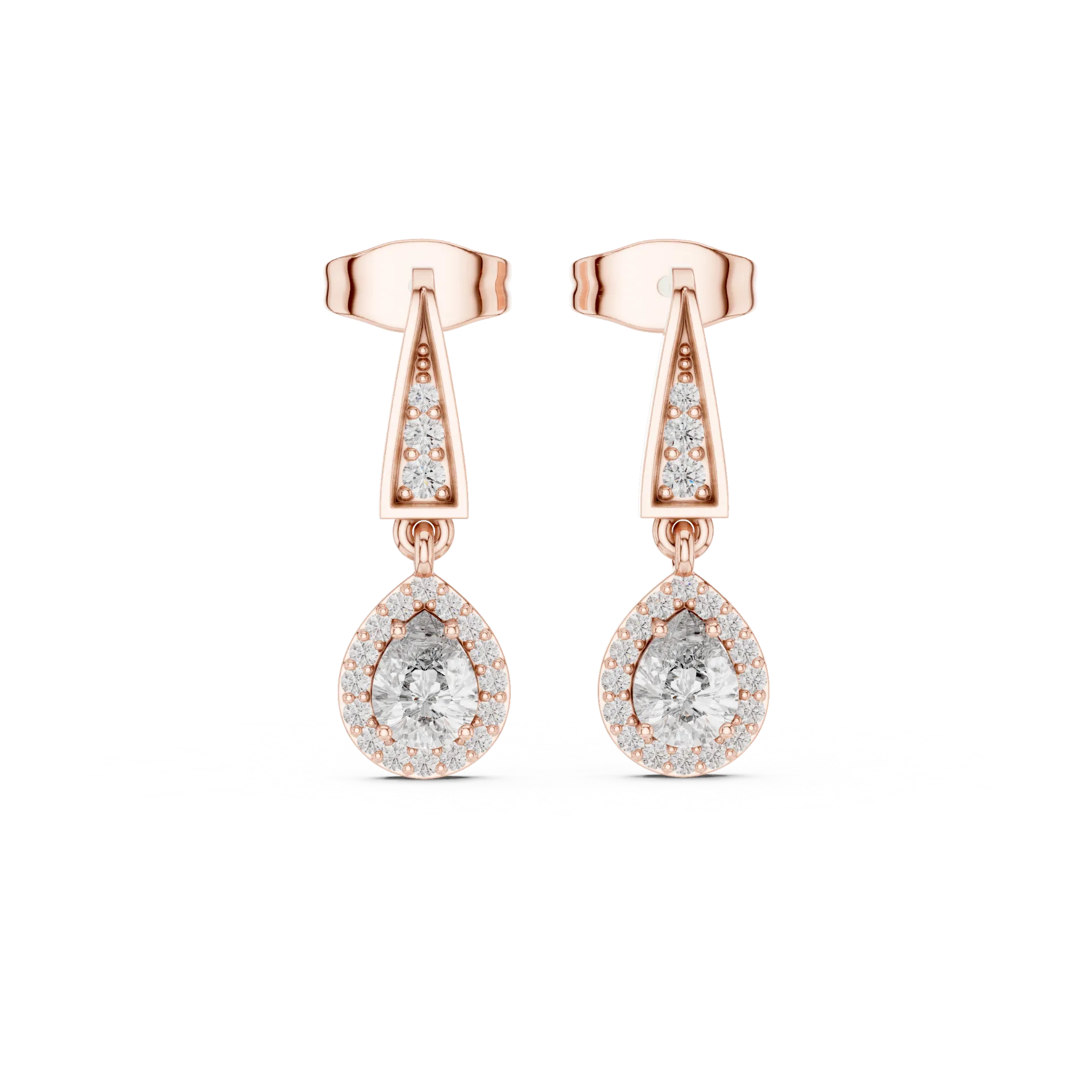 Pear Halo Diamond Drop Earrings