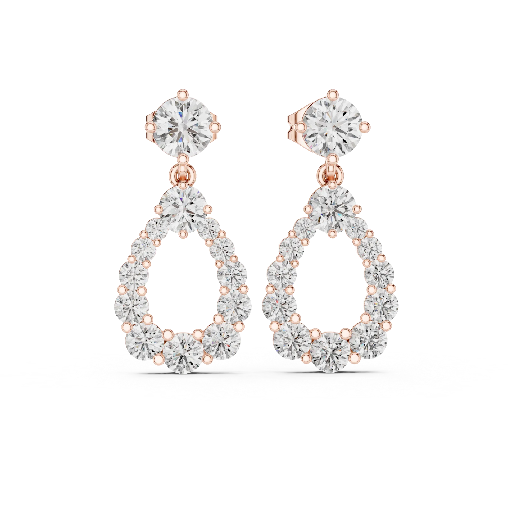 Graduated Round Diamond Drop Earrings