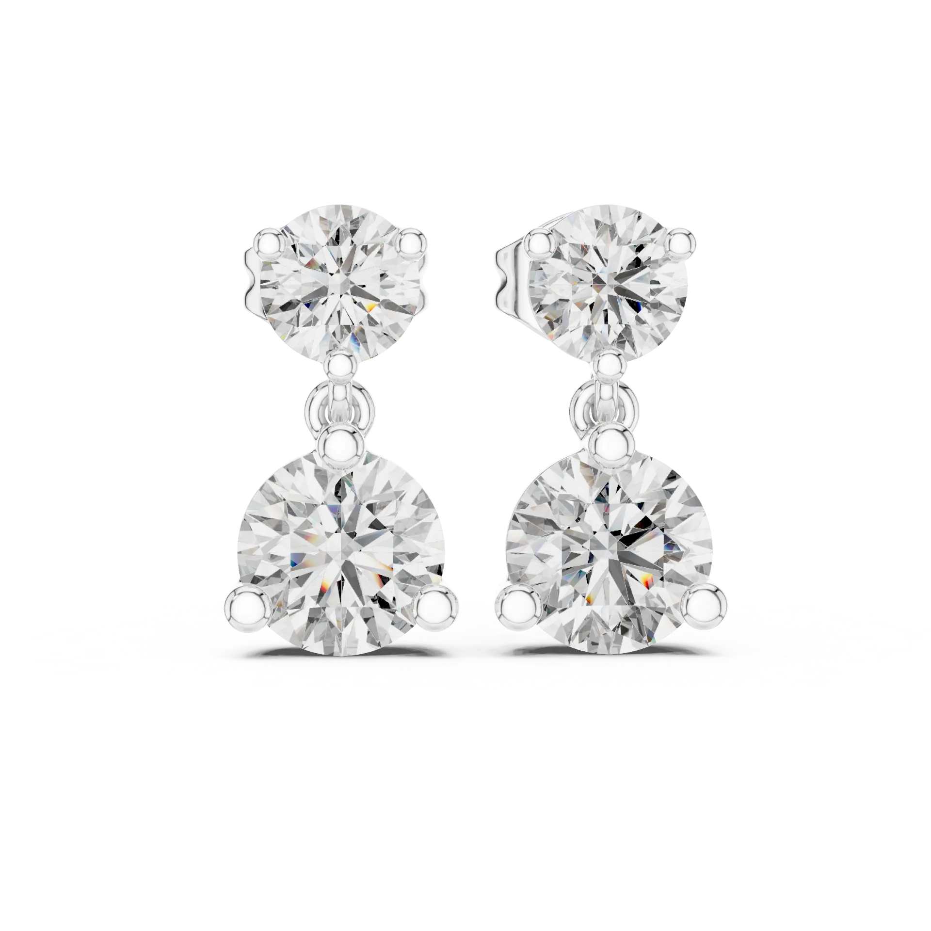 Two Stone Diamond Drop Earrings
