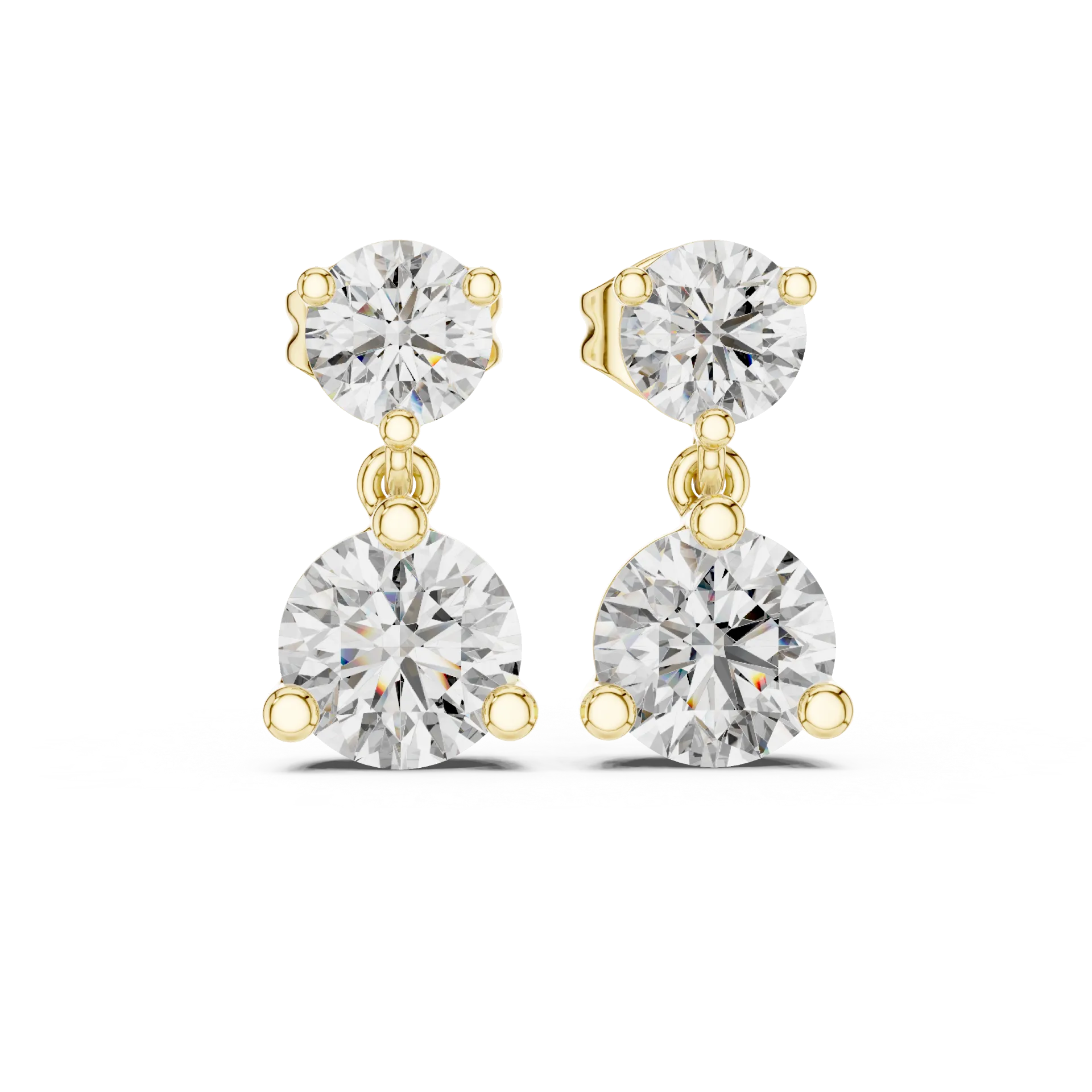 Two Stone Diamond Drop Earrings