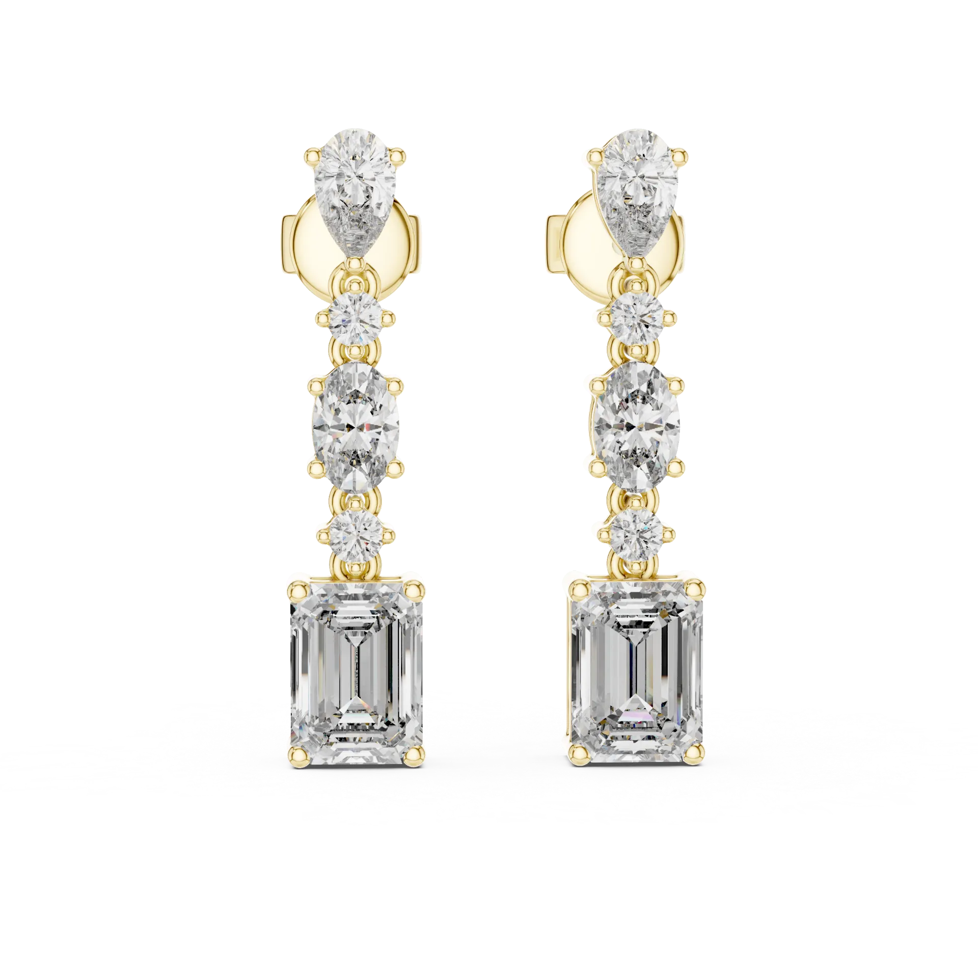 Multi Shape Diamond Linear Earrings