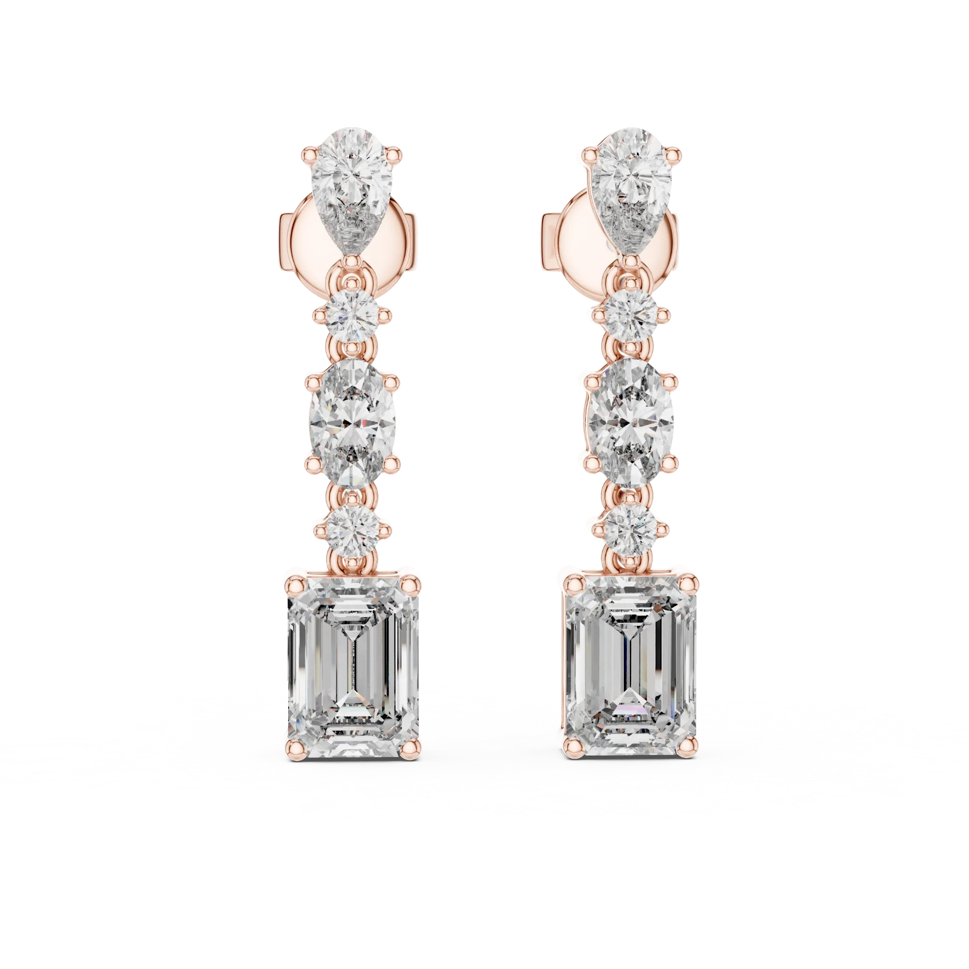 Multi Shape Diamond Linear Earrings