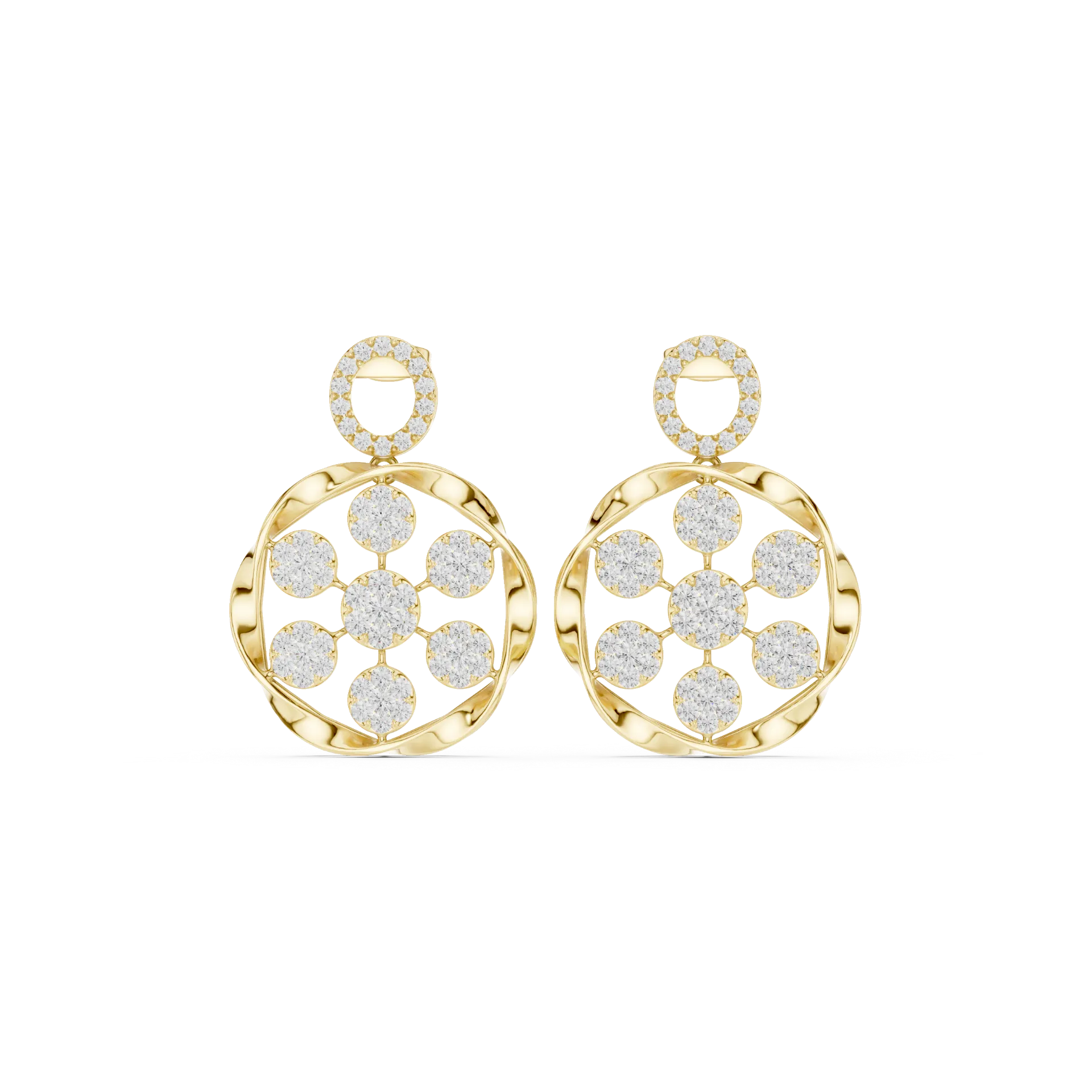 Floral Rosette Swirl Drop Earrings