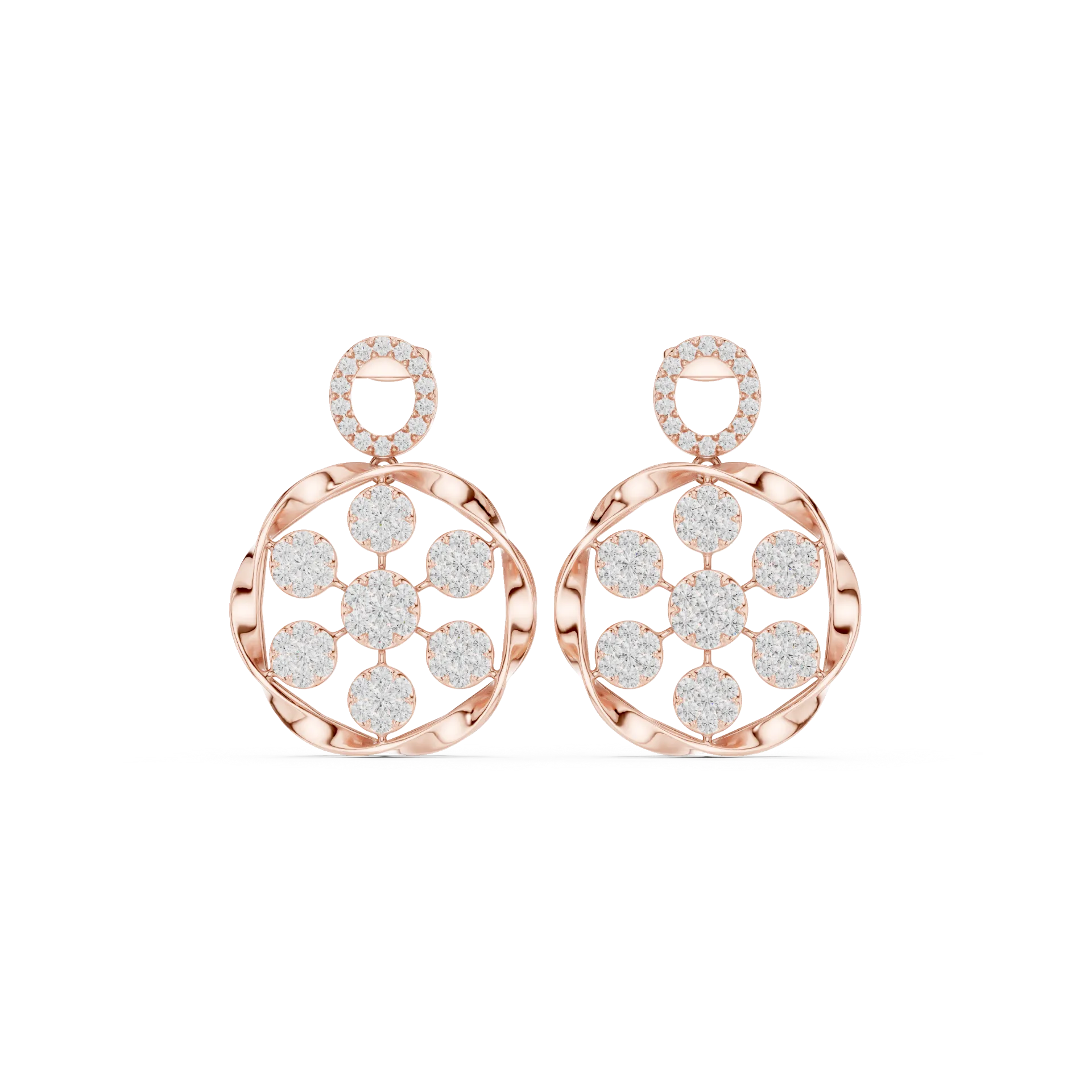 Floral Rosette Swirl Drop Earrings