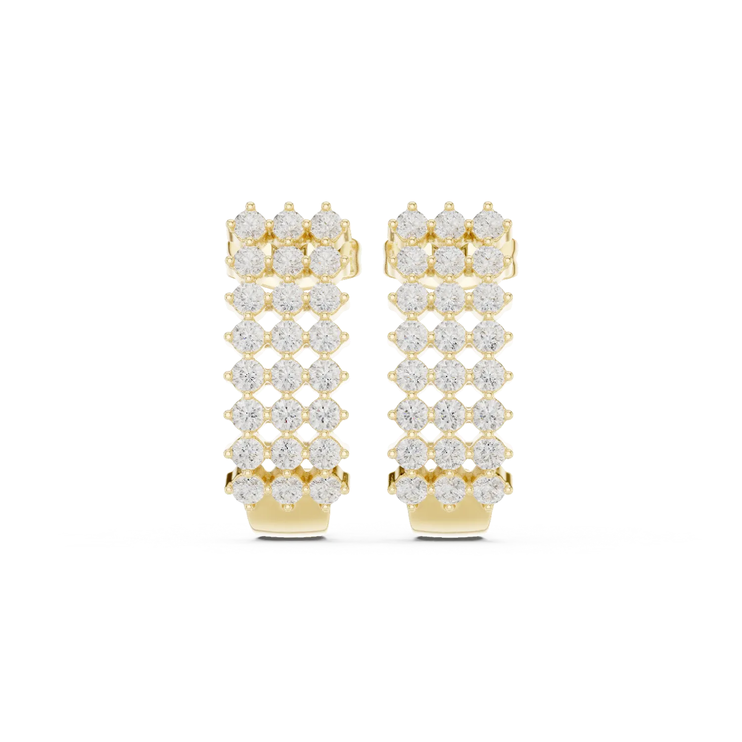 Three-Row Pavé Diamond Hoop Earrings