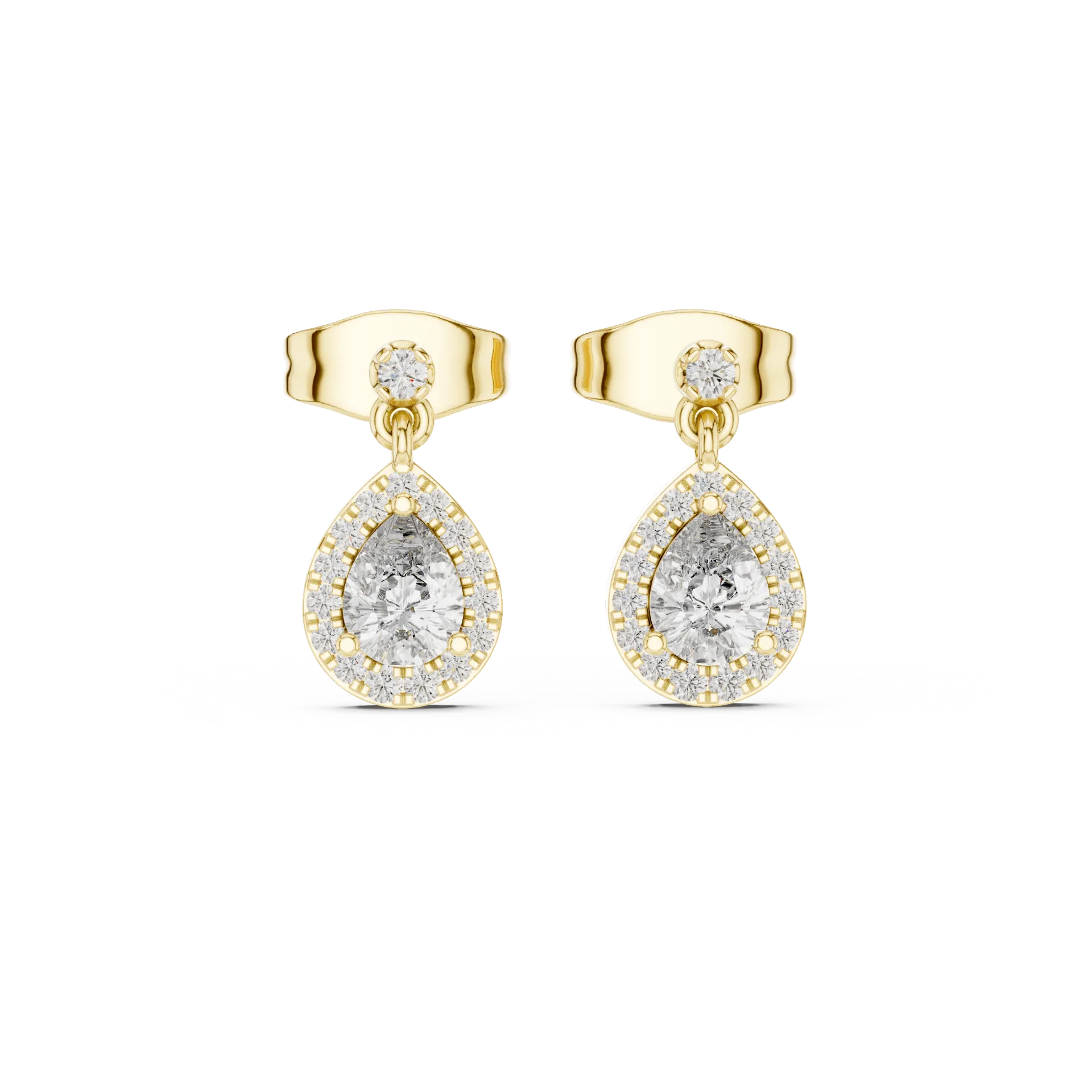 Pear Halo Diamond Drop Earrings
