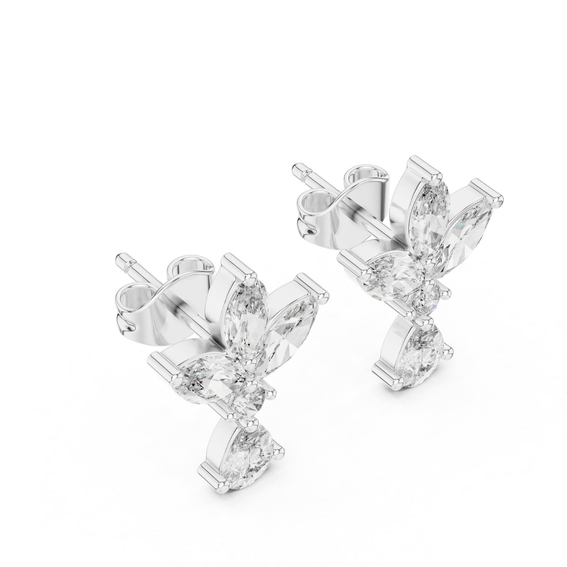 Marquise Floral Diamond Stud Earrings