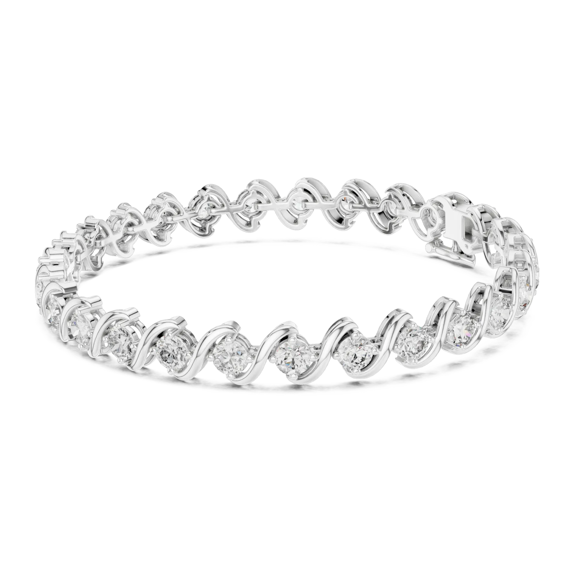 Bypass Swirl Diamond Tennis Bracelet