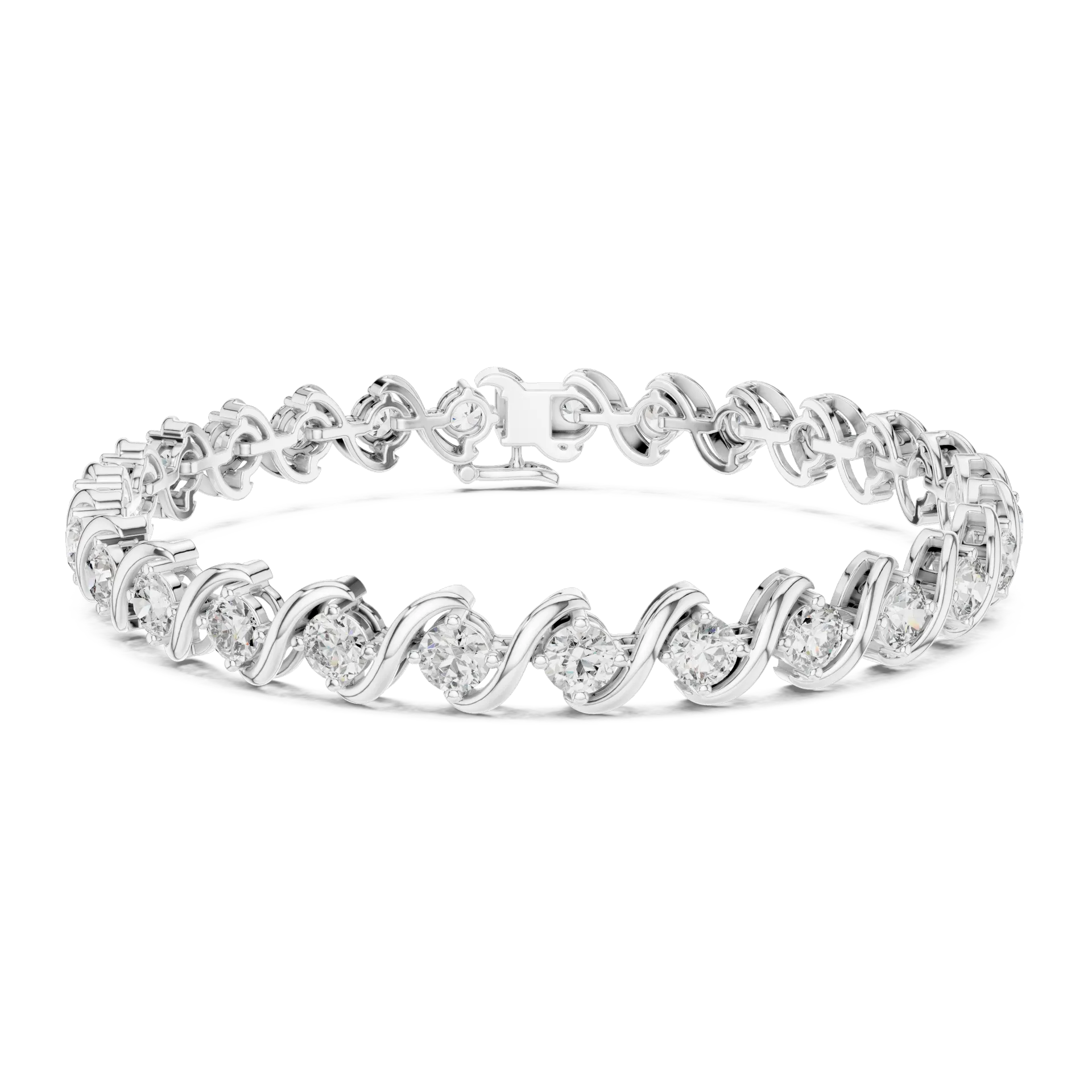 Bypass Swirl Diamond Tennis Bracelet