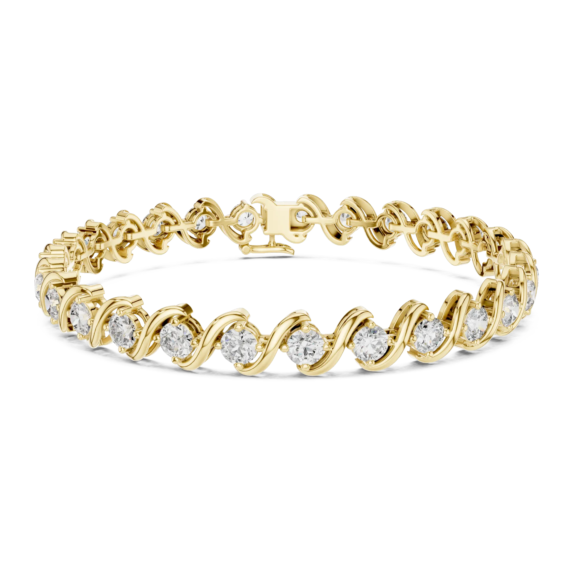 Bypass Swirl Diamond Tennis Bracelet