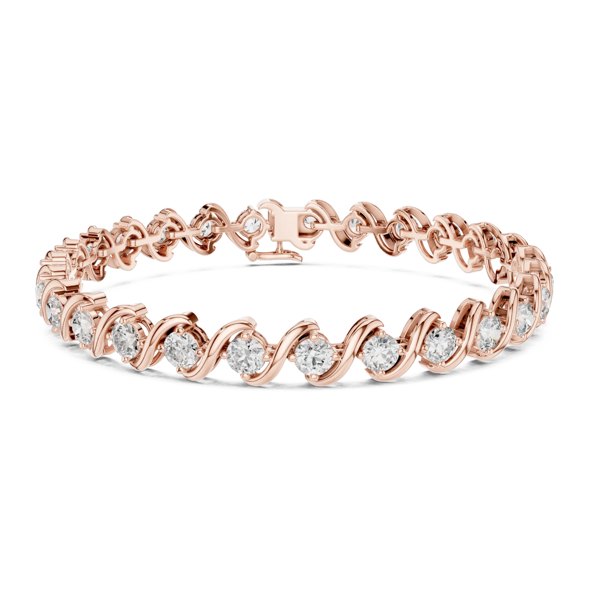 Bypass Swirl Diamond Tennis Bracelet