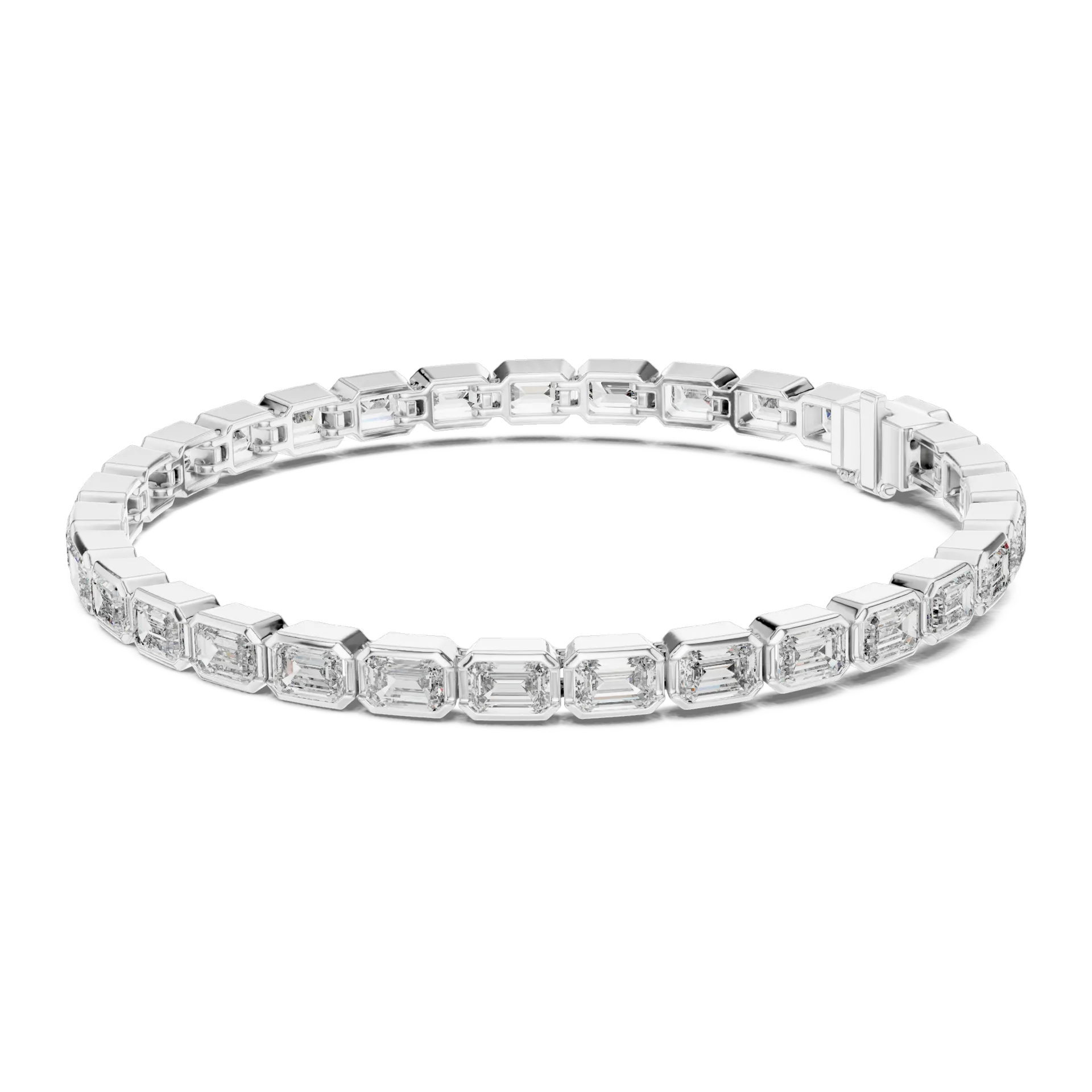 Emerald Cut Bezel Tennis Bracelet